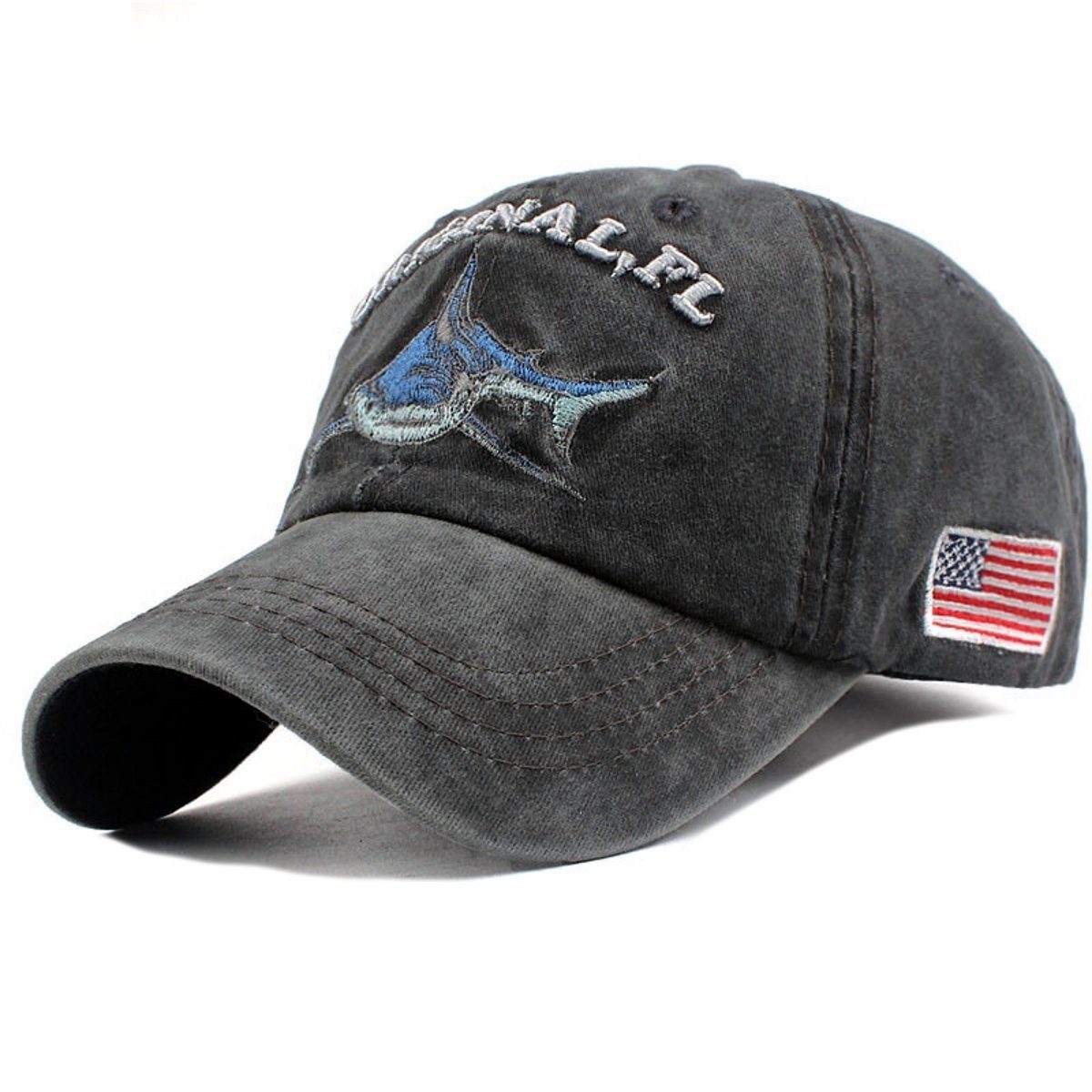 Sporty Baseball Cap Original FL Hai Captain Fischer Angler Anglerkappe Anker Maritim Cap mit Belüftungslöchern