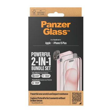 PanzerGlass 2-in-1-Pack Screen und Camera Protector für iPhone 15 Plus, Displayschutzglas, Ultra Wide Fit