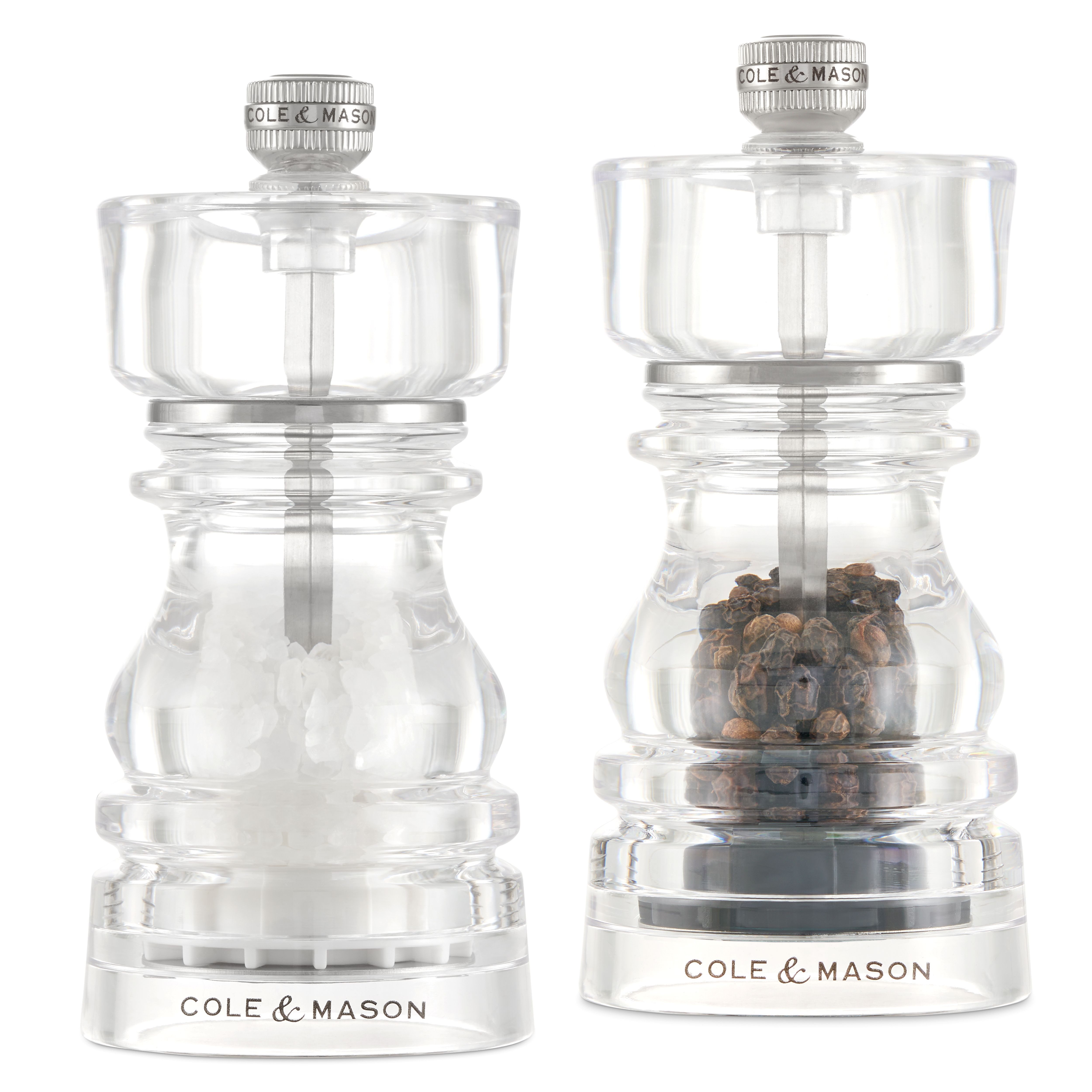 Cole & Mason Salz-/Pfeffermühle London Geschenkset, ultrascharf Keramikmahlwerk und Precision+ Karbonstahlmahlwerk