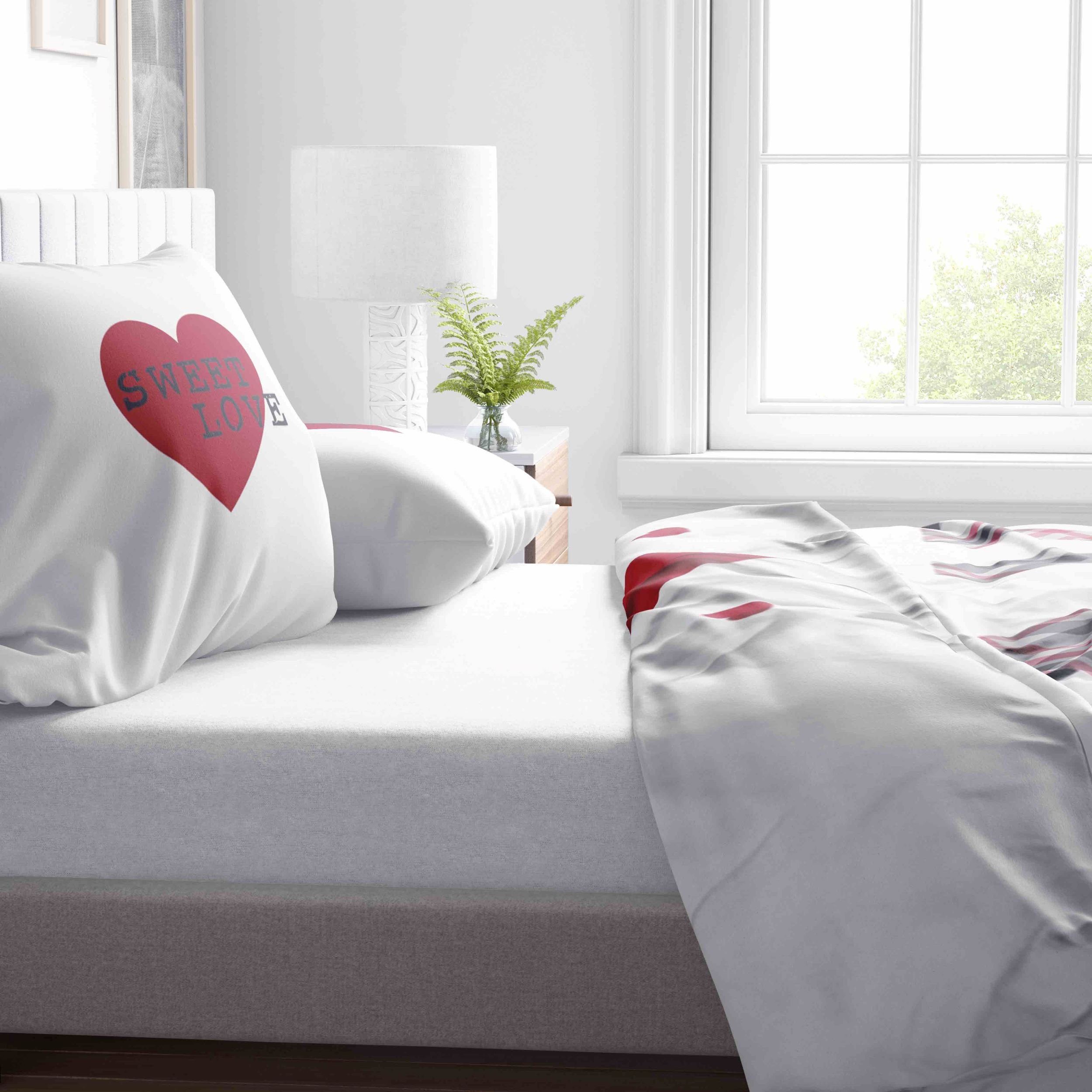 Leonado Vicenti Bettwäsche Allergiker geeignet 135x200, Microfaser, 4 teilig, Partnerbettwäsche Love mit Herzen