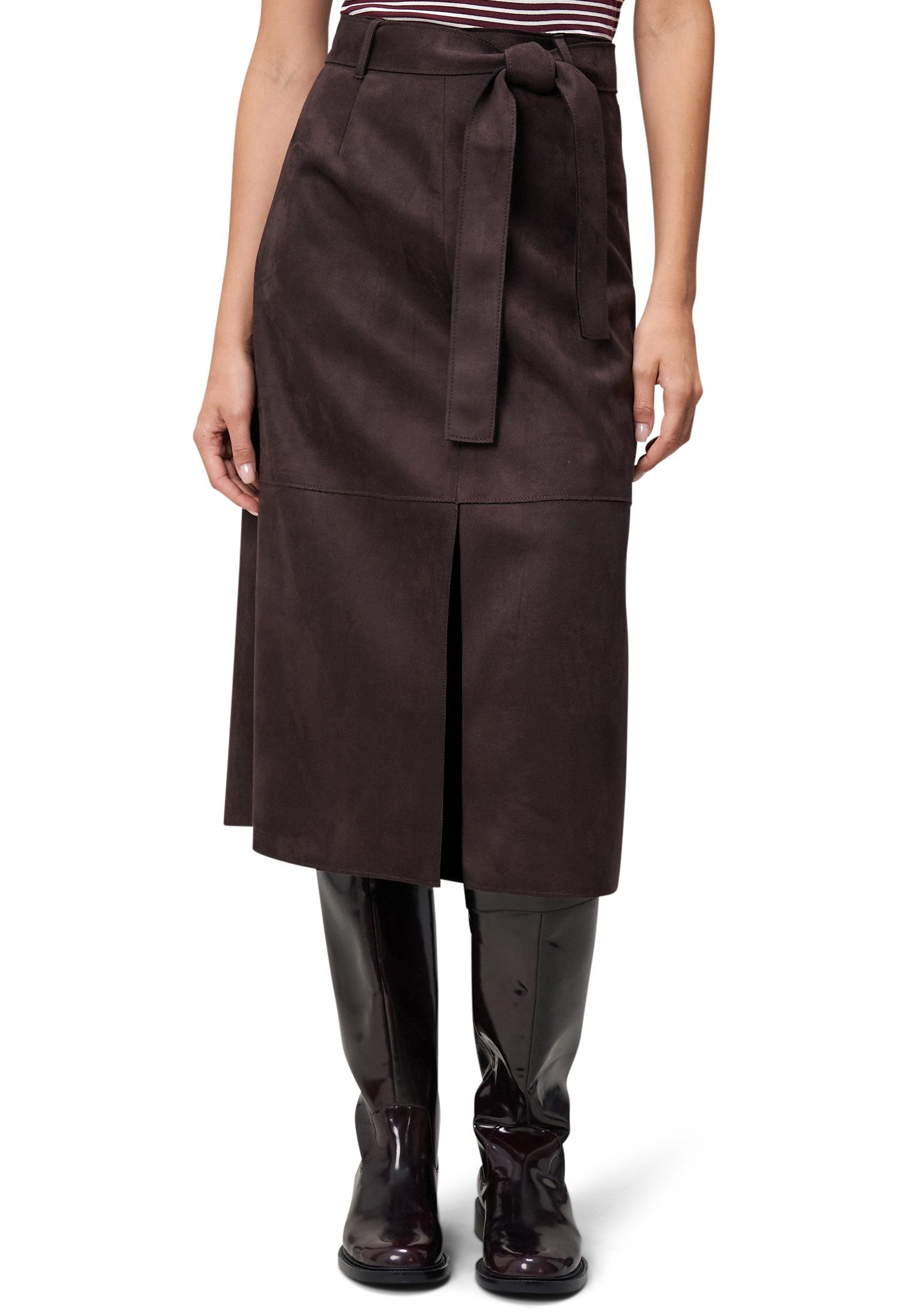 Zero Midirock Damen Midirock mit Bindegürtel Gürtel