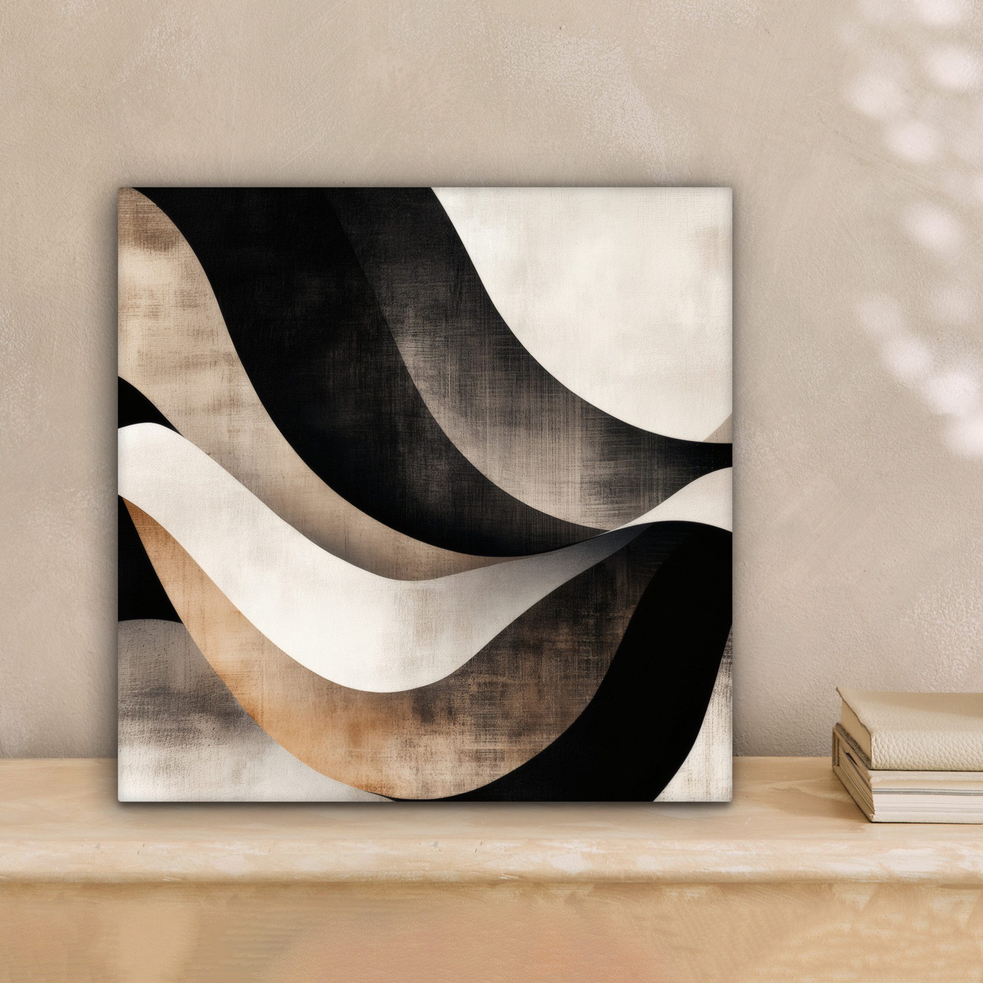 OneMillionCanvasses® Leinwandbild Abstrakt - Wellen - Schwarz - Verwittert, günstig online kaufen