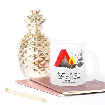 Mr. & Mrs. Panda Teeglas Panda Campen - Transparent - Geschenk, Schenken, Zelten, Hobby, Glas, Premium Glas, Liebevolles Design