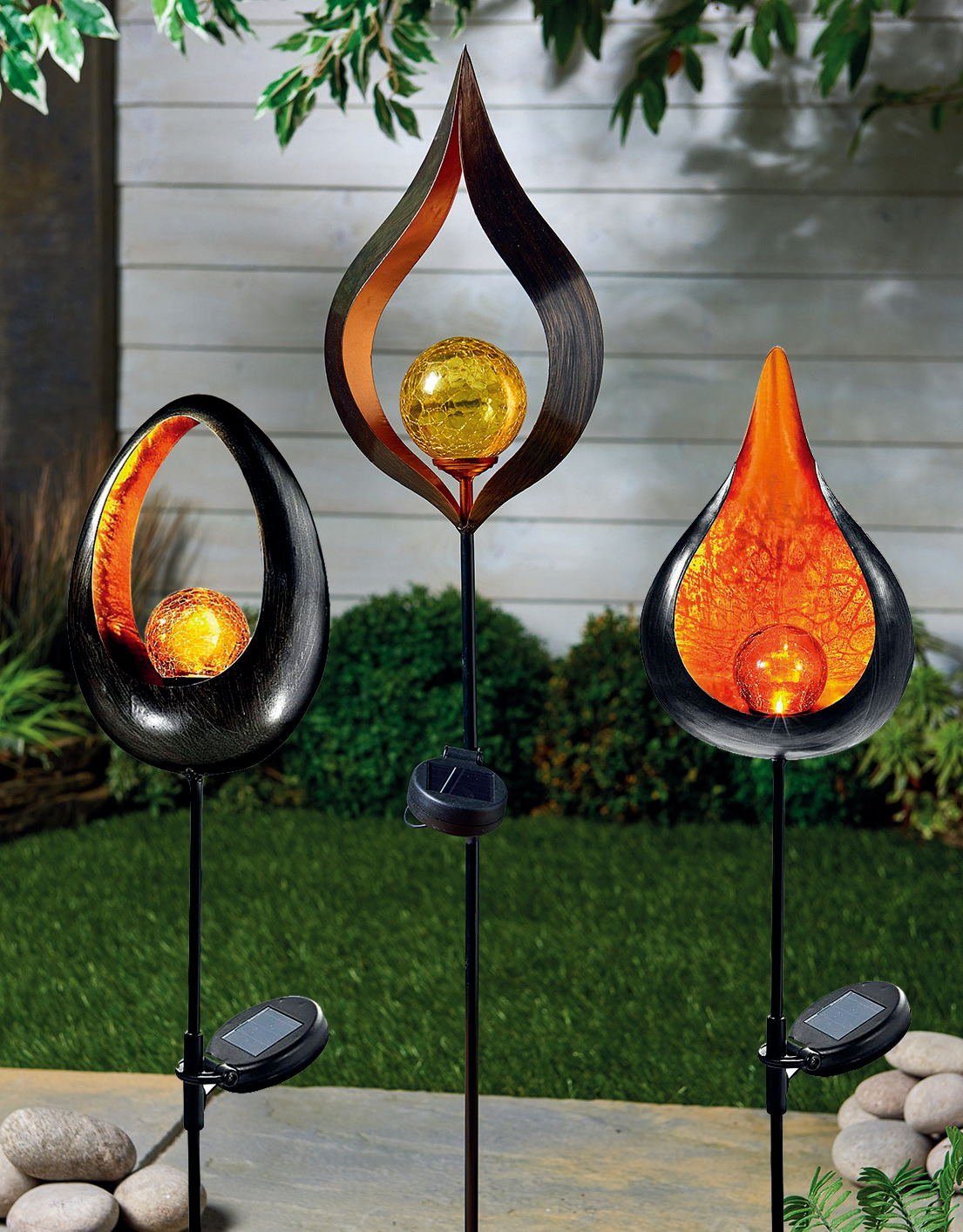 Kynast Gartenstecker LED Solar Flammeneffekt Gartenfigur günstig online kaufen
