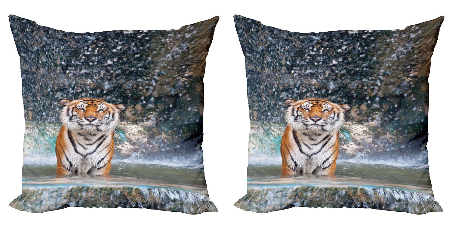 Tiger Kissenbezüge Abakuhaus Accent (2 Digitaldruck, Natur Doppelseitiger Stück), Modern Exotische Wildtiere