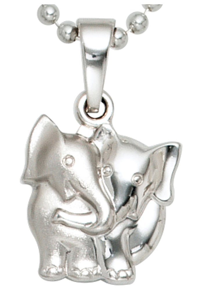 JOBO Kettenanhänger Anhänger Elefant, 925 Silber, Höhe ca. 13,6 mm, Breite  ca. 10,7 mm, Tiefe ca. 2,5 mm | Kettenanhänger