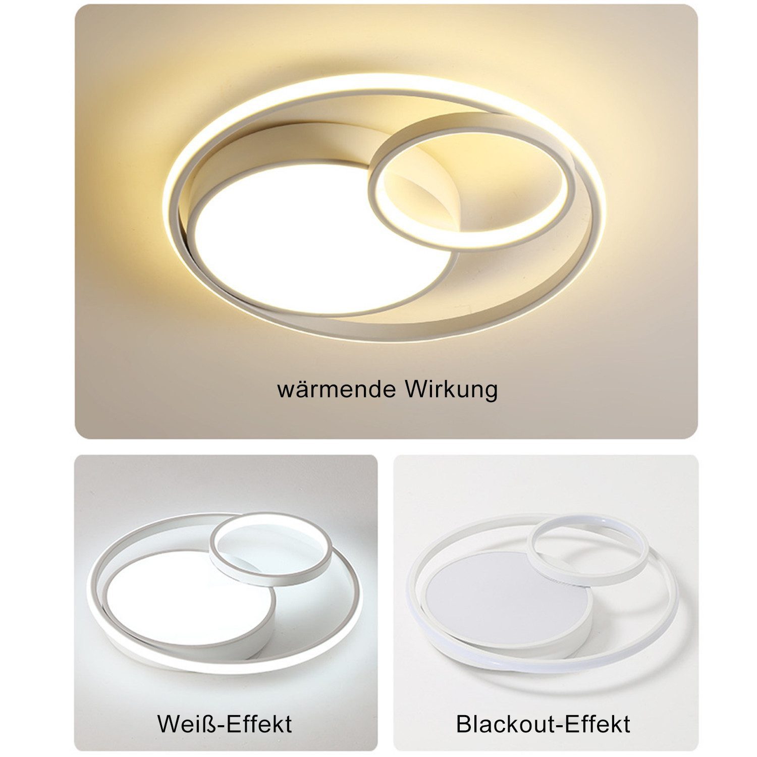 ibettertec Deckenleuchten LED Deckenlampe Ø40cm,Dimmbar mit Fernbedienung LED fest integriert, 48W 3000-6500k, Weiß, Modern Runde Wohnzimmer Schlafzimmer Arbeitszimmer Esszimmer Dekoration Lampen, Wohnzimmer-Leuchte