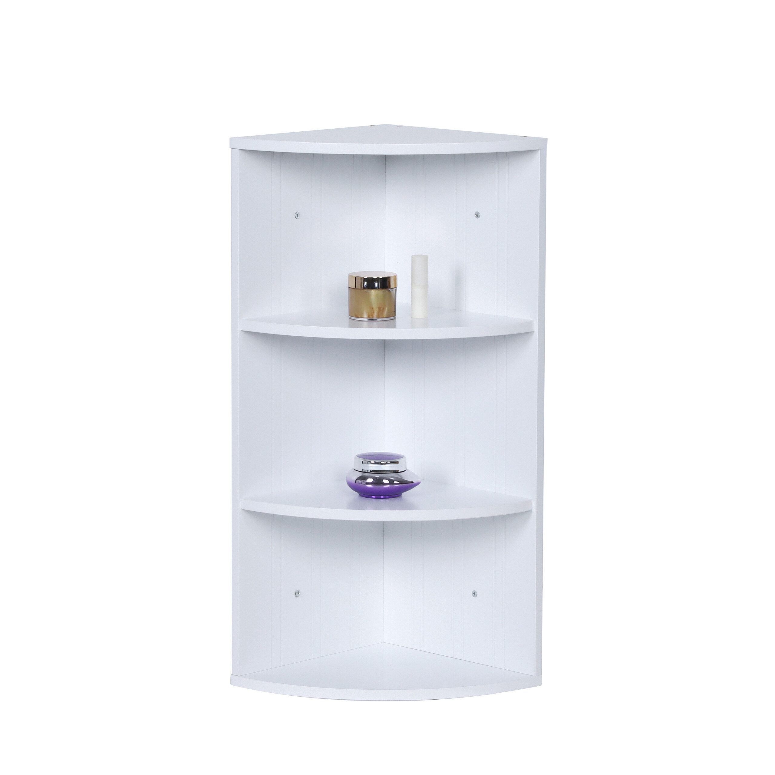 relaxdays Eckregal mit 3 Ablage, weiß günstig online kaufen