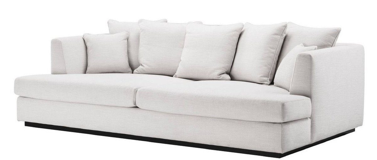 Casa Padrino Sofa Luxus Wohnzimmer Sofa Weiß / Schwarz 265 x 151 x H. 90 cm - Couch mit 7 Kissen - Luxus Wohnzimmermöbel | Alle Sofas