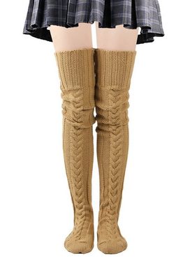 Dekorative Kniestrümpfe Oberschenkelhohe Lange Overknee-Socken für Damen Winter Warme (1-Paar) Winter kniestrümpfe für Frauen, warme Kniestrümpfe