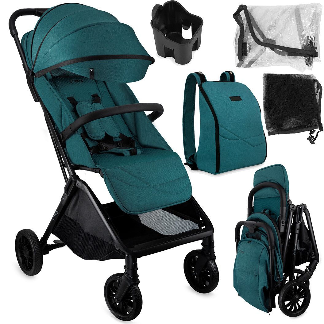 MoMi Kinder-Buggy Andrea, Automatik-Faltsystem & Zubehörpaket inkl. Regenschutz
