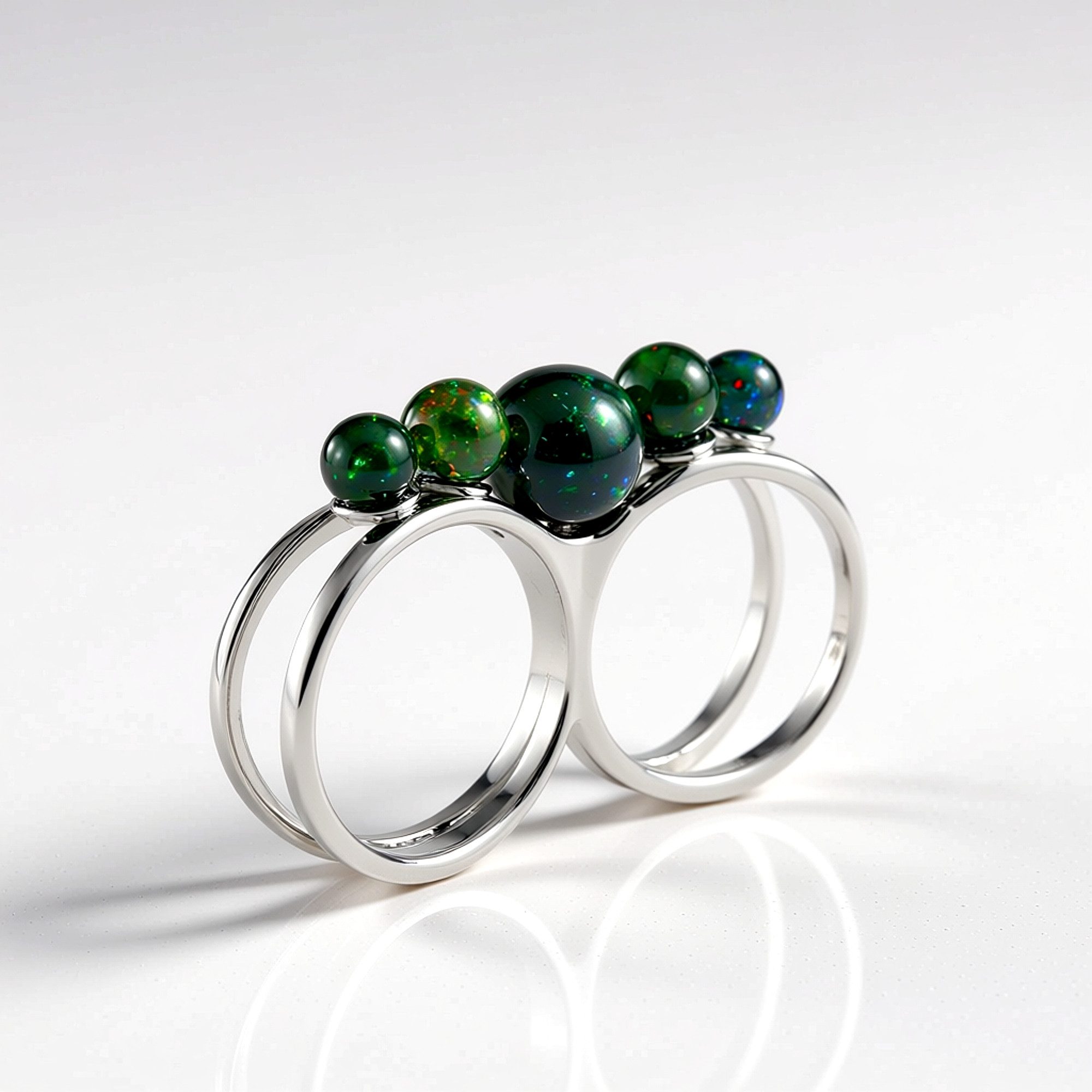 Cavill Silberring Mezezo Opal Ring 925 Sterling Silber platin. 5,17 ct bunte Opale (1-tlg)
