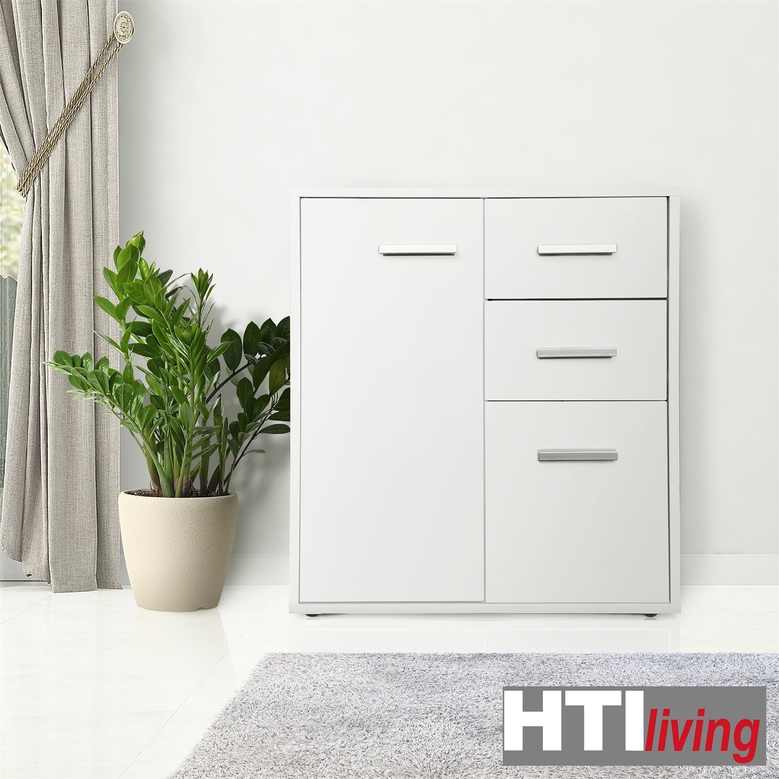 Anrichte Nina mit HTI-Line 1 Kommode Schubladen zwei Schrank Sideboard Weiß Kommode St), (Stück,