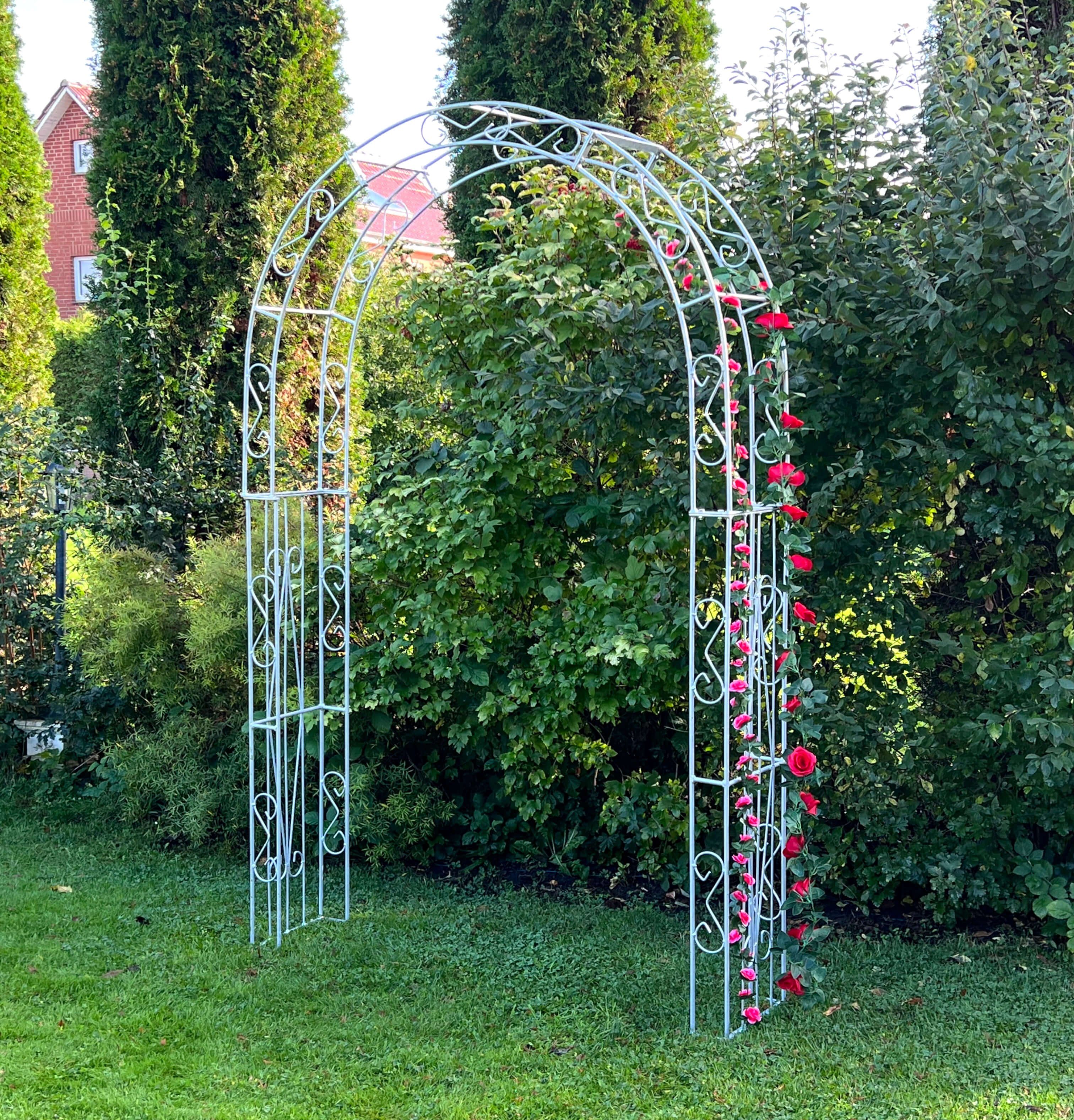 DanDiBo Rosenbogen Metall Verzinkt Massiv 140 cm Torbogen 96522 Wetterfest Rundbogen, verzinkt