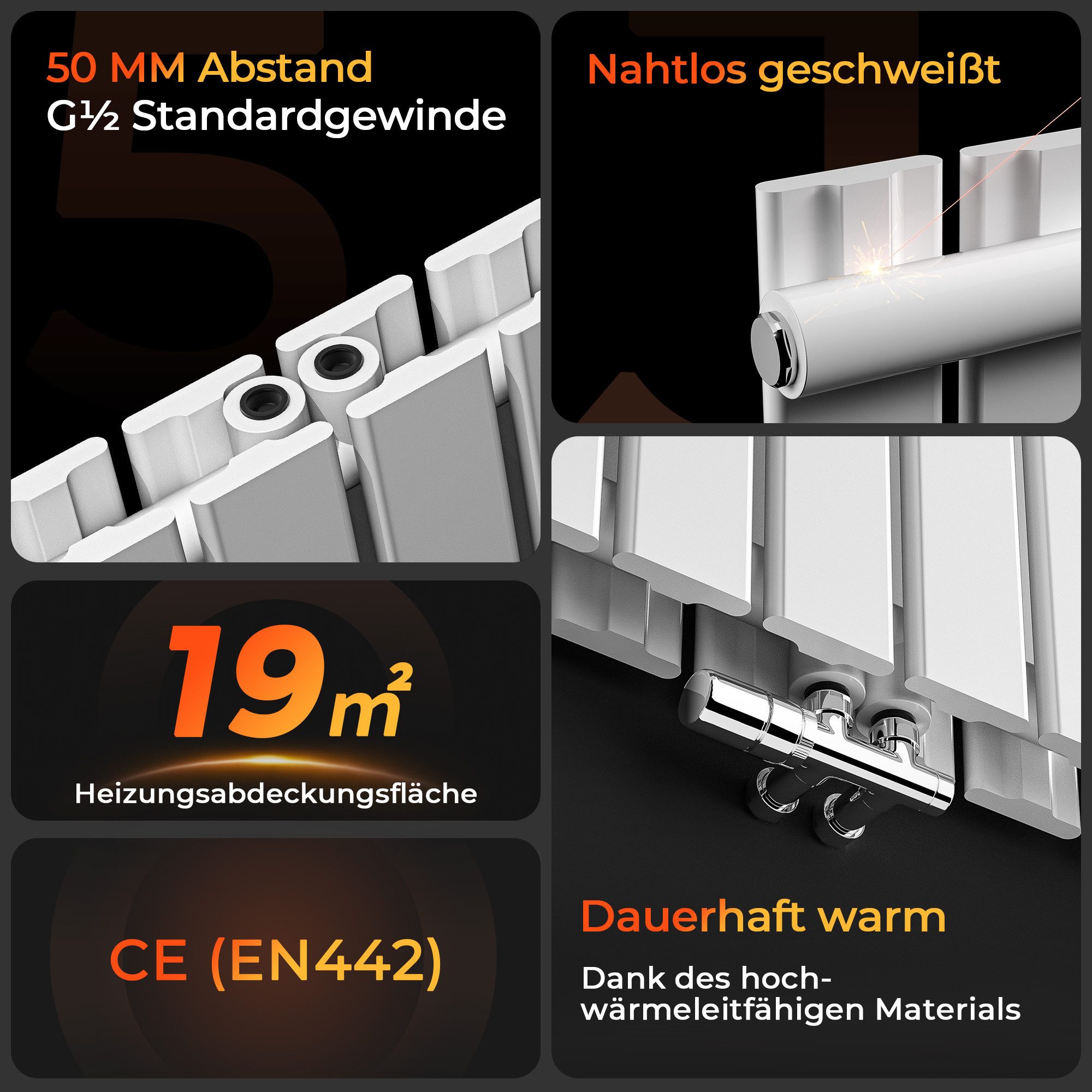 MEYKOERS Heizkörper Doppellagig Flachheizkörper Vertikal 1670~2227W günstig online kaufen