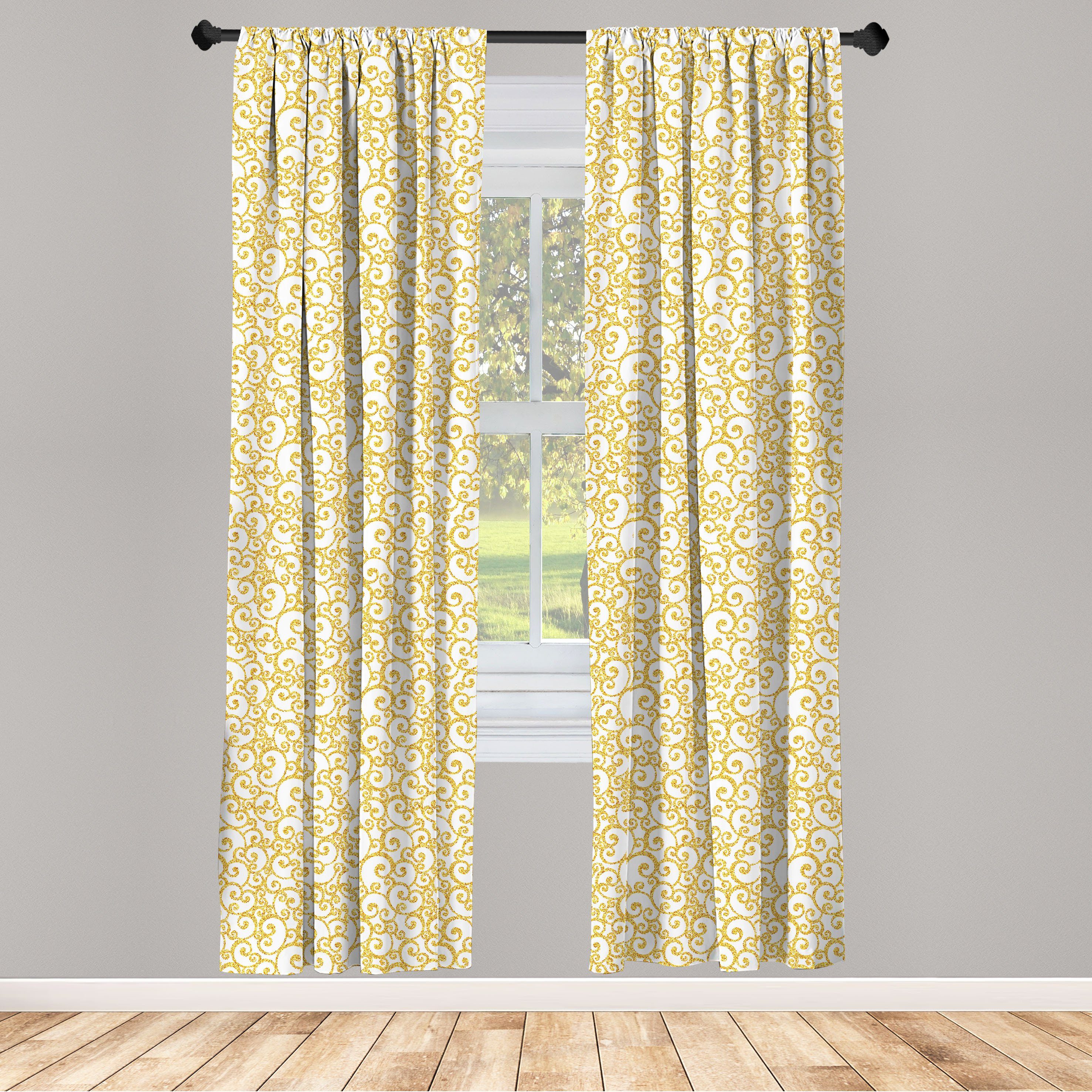 Gardine Vorhang für Wohnzimmer Schlafzimmer Dekor, Abakuhaus, Microfaser, viktorianisch Wirbelnde Linien Floral
