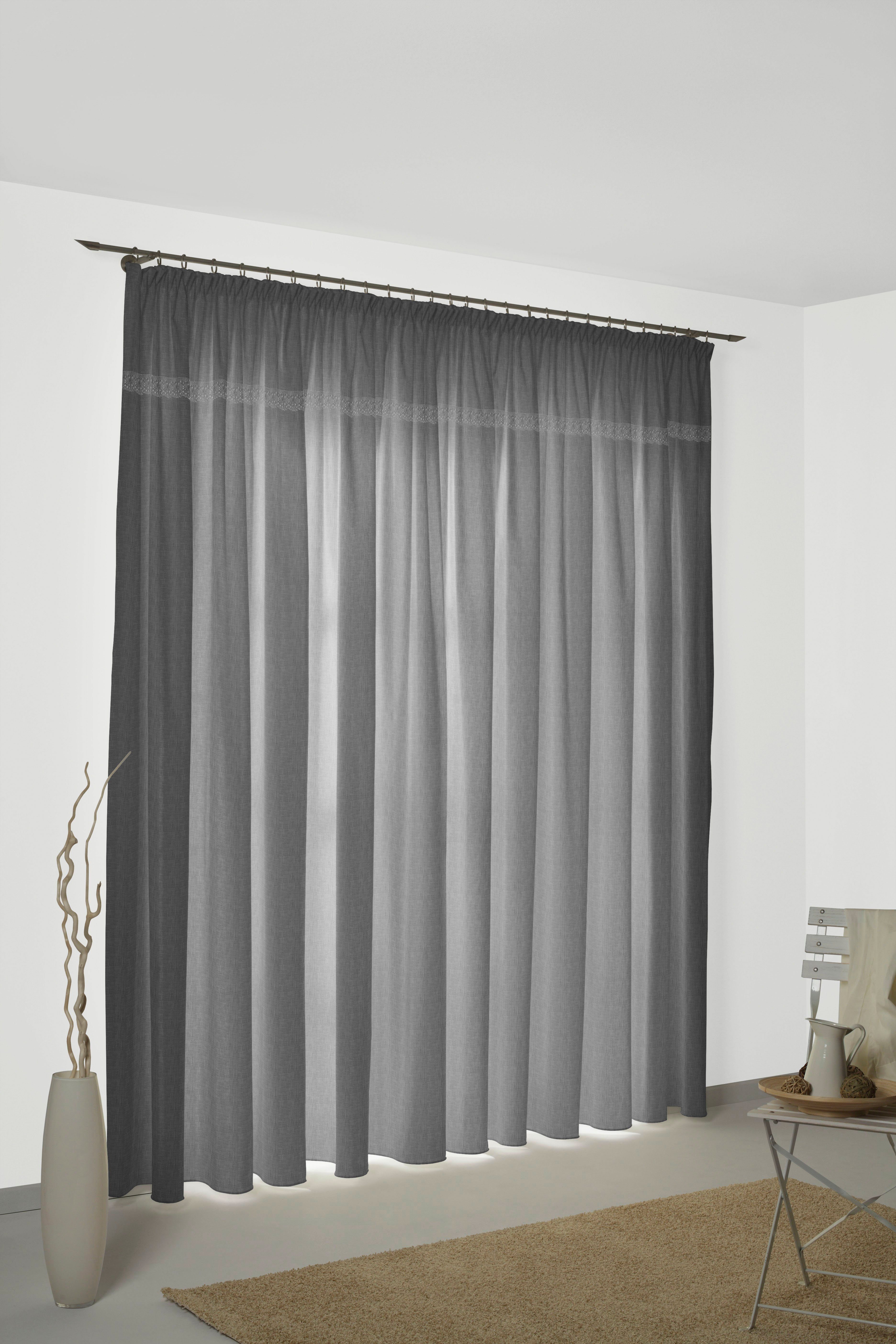 Vorhang Wiessee, Wirth, Kräuselband (1 St), blickdicht, Jacquard grau