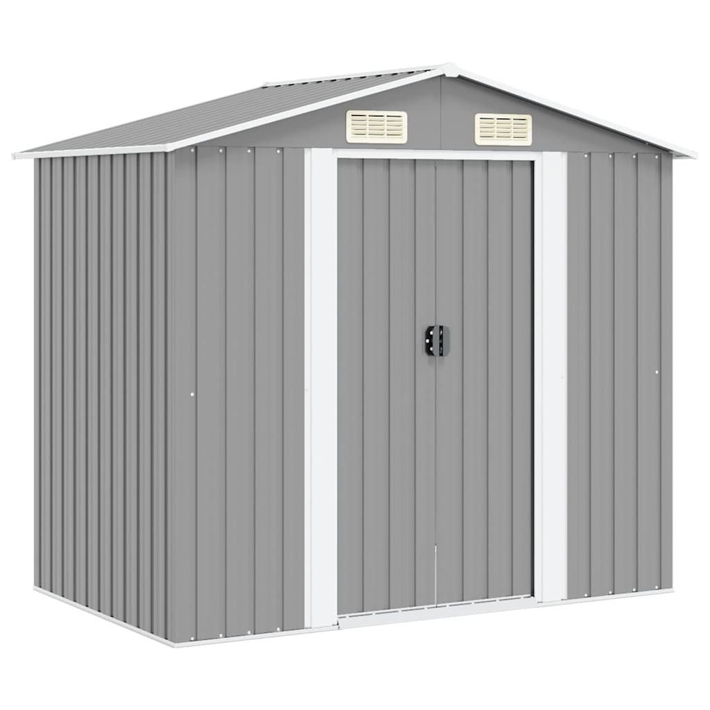 vidaXL Gartenhaus Gartenschuppen Grau Metall 204 x 132 x 186 cm