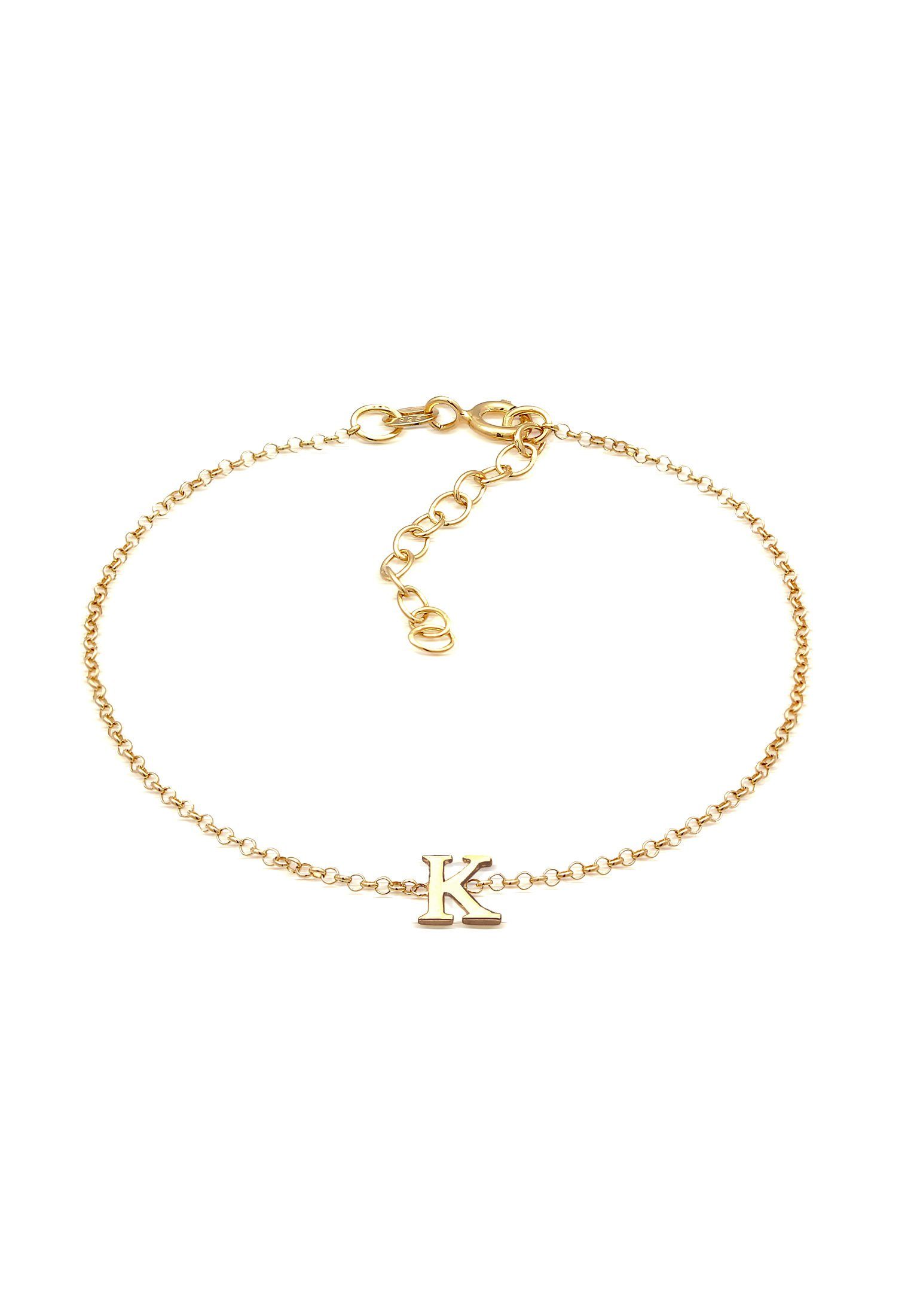 K Initialen Silber 925 Anhänger Armband Gold Elli Buchstaben