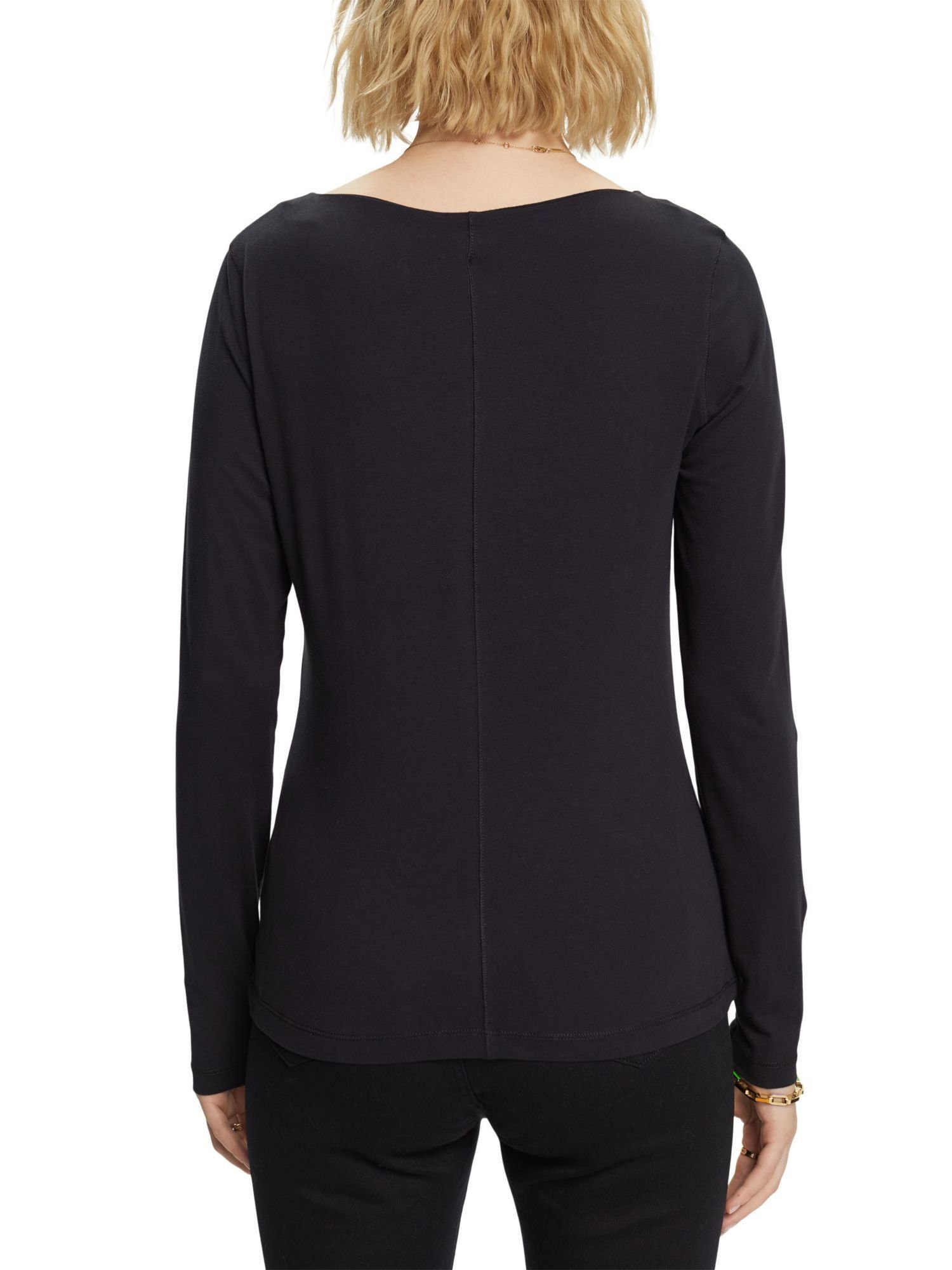 Esprit Langarmshirt Longsleeve aus (1-tlg) Baumwolle BLACK