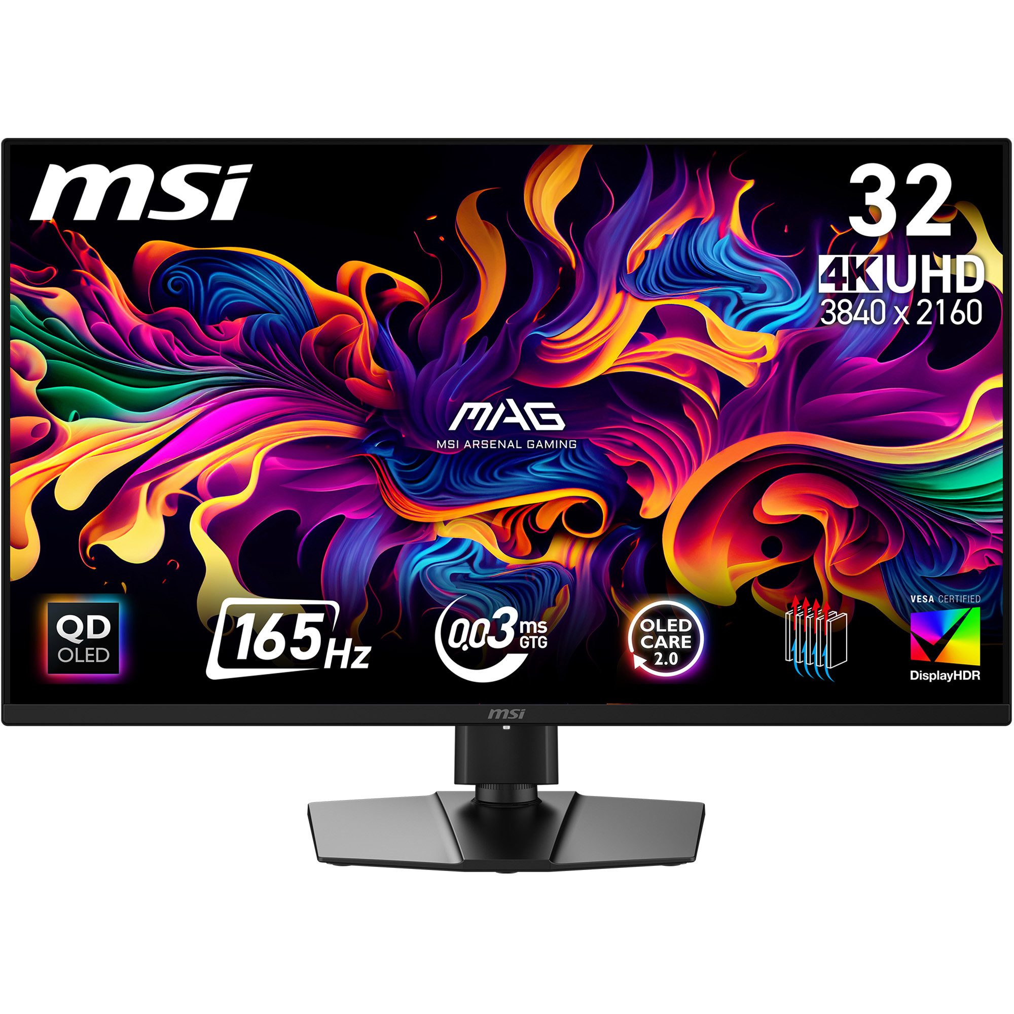 MSI MAG 322UP QD-OLED E16 OLED-Monitor (80 cm/32 ", 3840 x 2160 px, 4K Ultra HD, 0,03 ms Reaktionszeit, 165 Hz, QD-OLED, neig-, schwenk-, höhenverstellbar, Pivot)