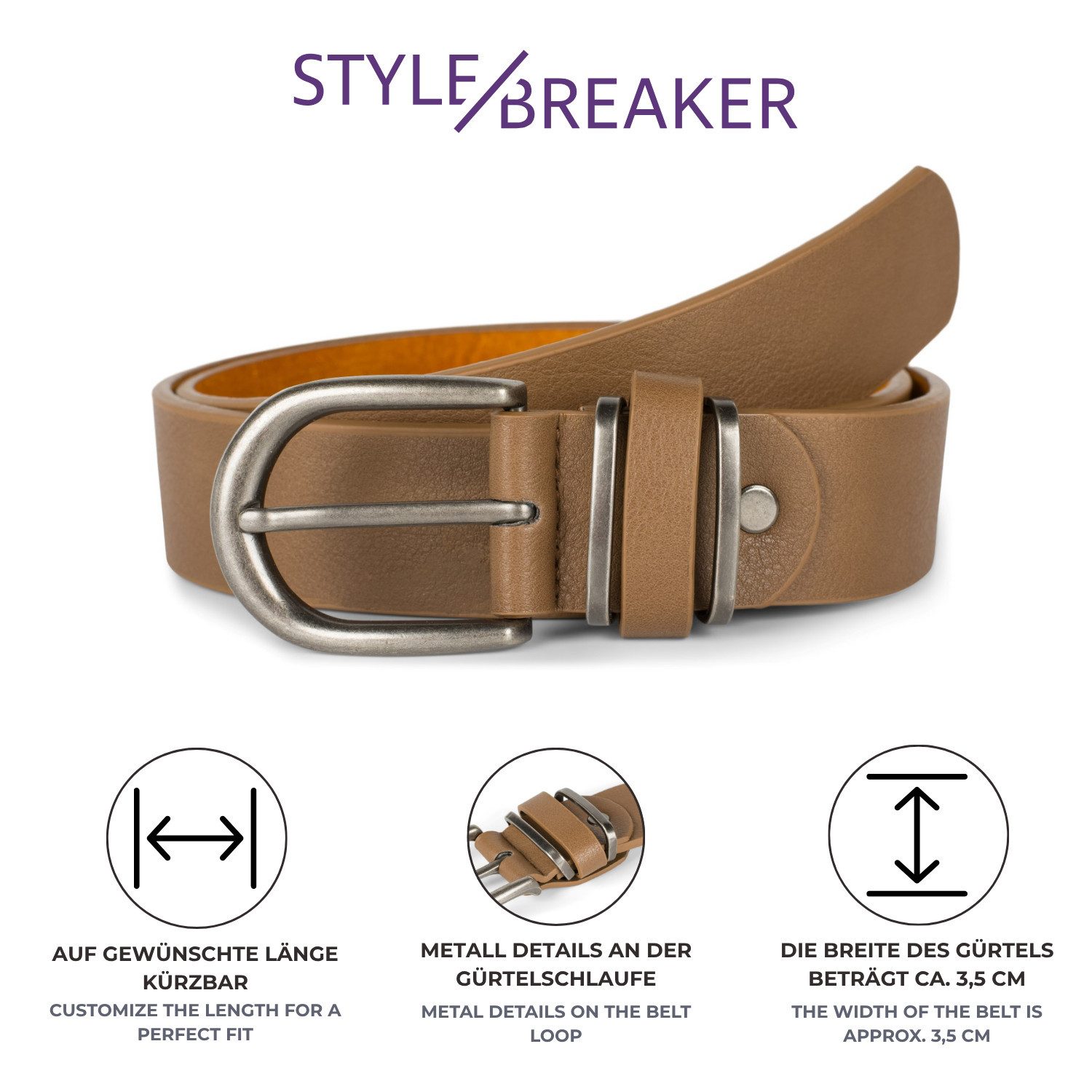 styleBREAKER Synthetikgürtel Gürtel mit Metall Gürtelschlaufe (1-St)