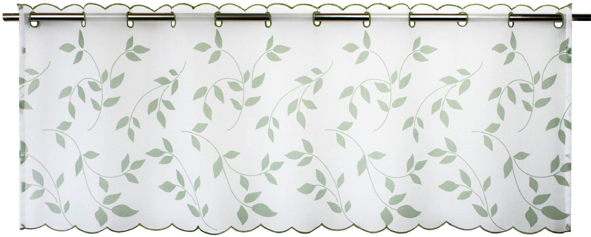 Scheibengardine Blätter, Delindo Lifestyle, Stangendurchzug (1 St), transparent, Voile, mit Stangendurchzug für die Küche
