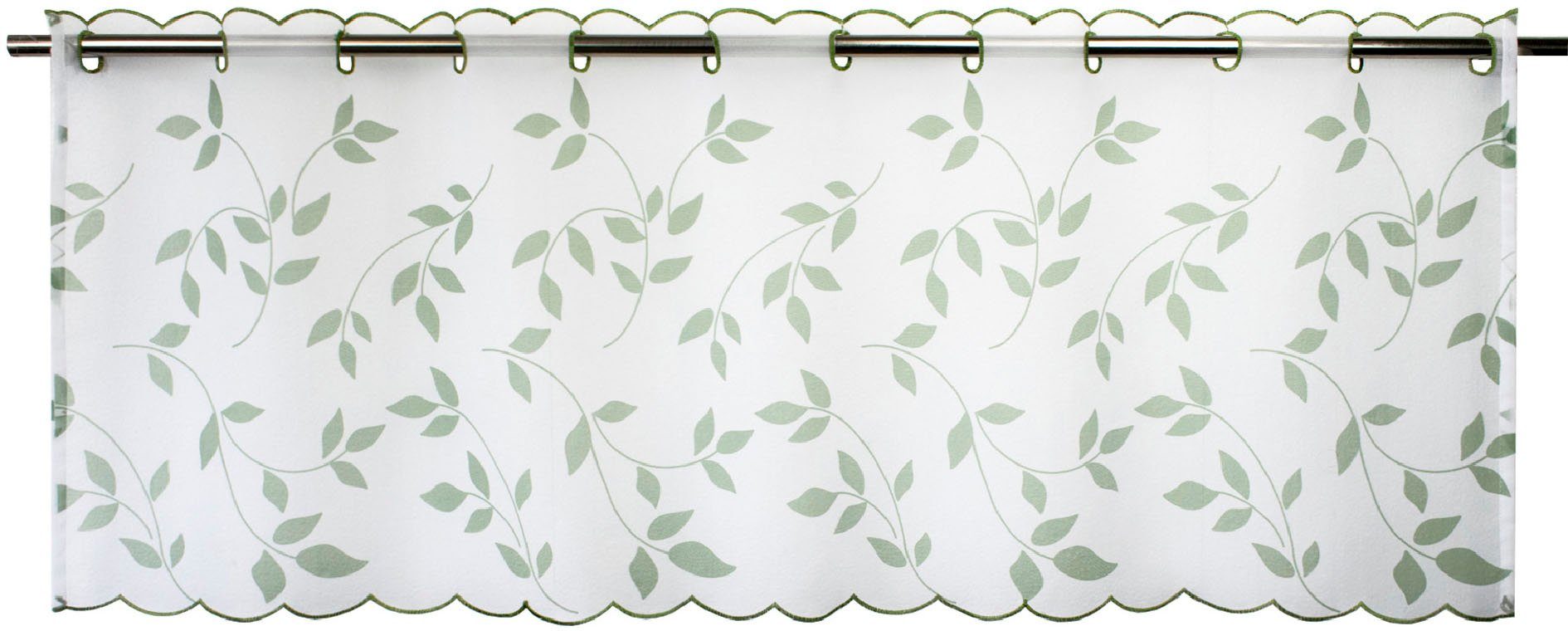 Delindo Lifestyle Scheibengardine Blätter (1 St), Stangendurchzug, transparent, Voile, mit Stangendurchzug für die Küche