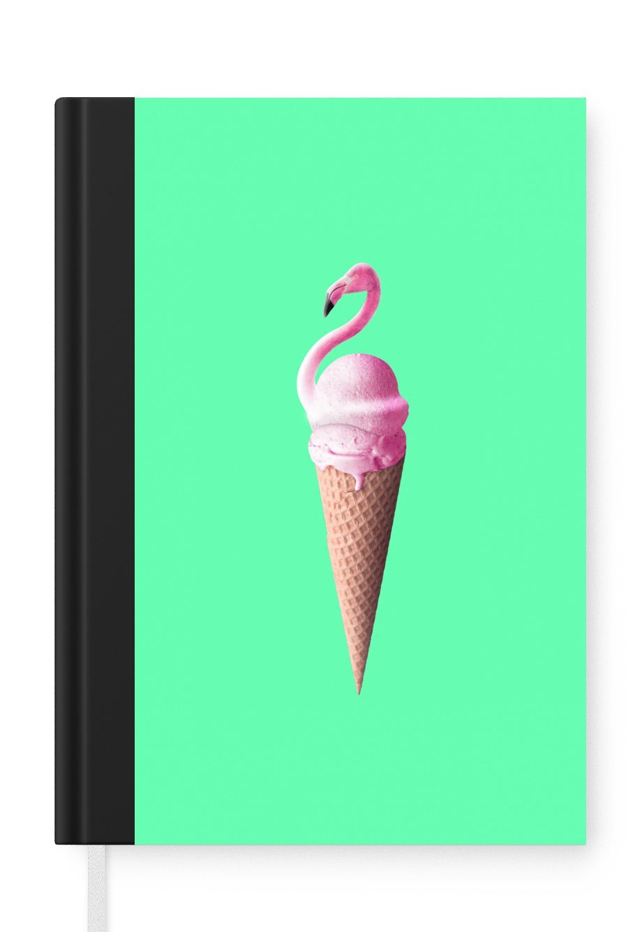 MuchoWow Notizbuch Eistüten - Eiscreme - Flamingo - Rosa - Grün, Journal, Merkzettel, Tagebuch, Notizheft, A5, 98 Seiten, Haushaltsbuch