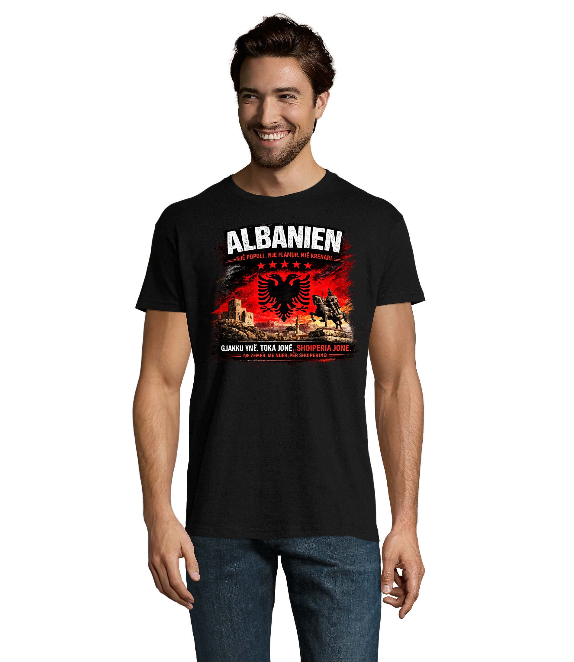 Blondie & Brownie T-Shirt AlbanienStolz Albanien Adler Print Herren T-Shirt Freizeit (Einzelartikel, Einzelartikel) AlbanienAdler Kultur Stolz HeritageTee