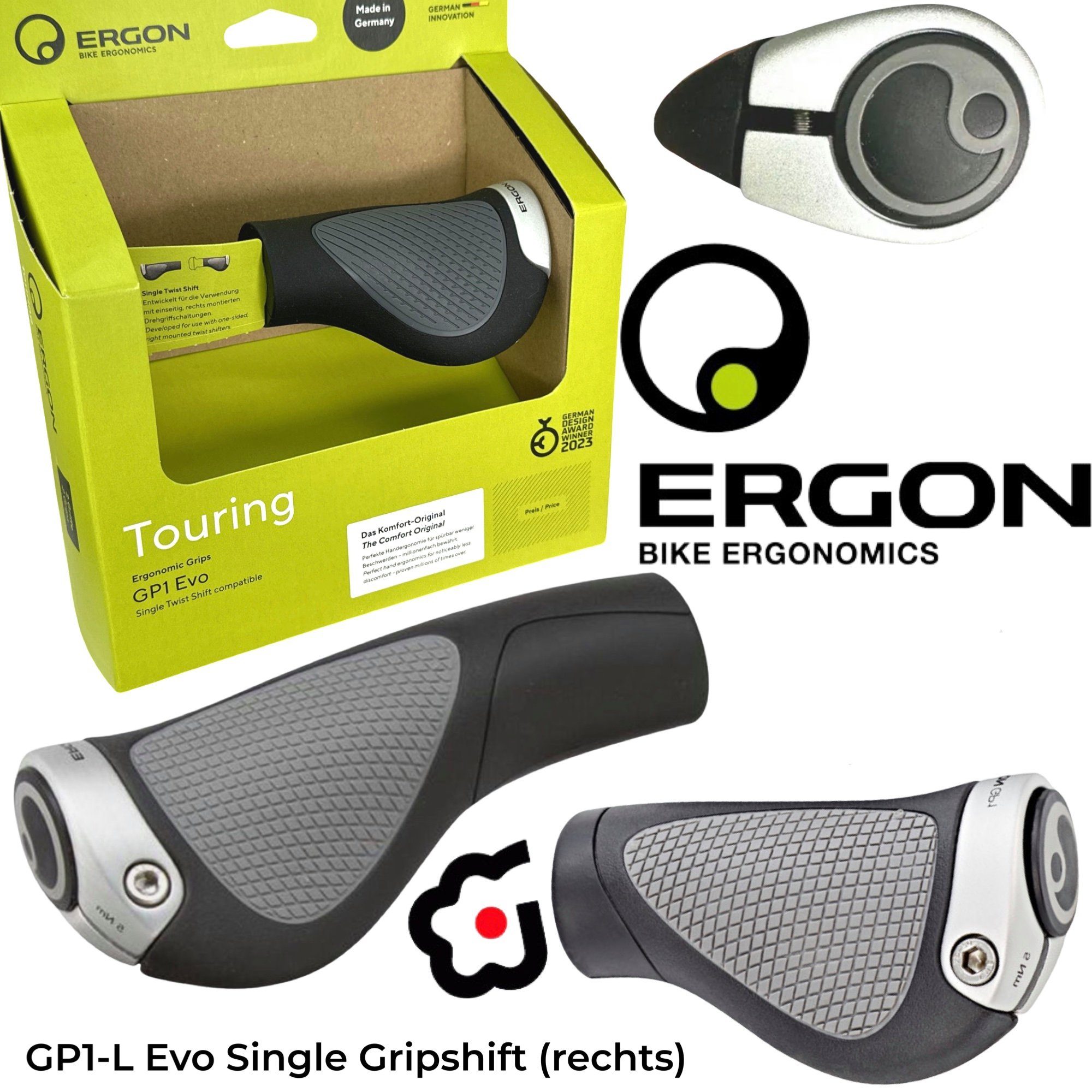 Ergon Fahrradlenker Ergon GP1-L Single Grip Shift Mtb City Tour Ebike Fahrrad Griffe