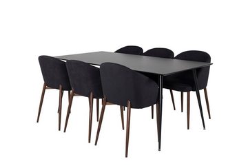 ebuy24 Essgruppe SilarBL180 Essgruppe Esstisch schwarz und 6 Arch E, (7-tlg)