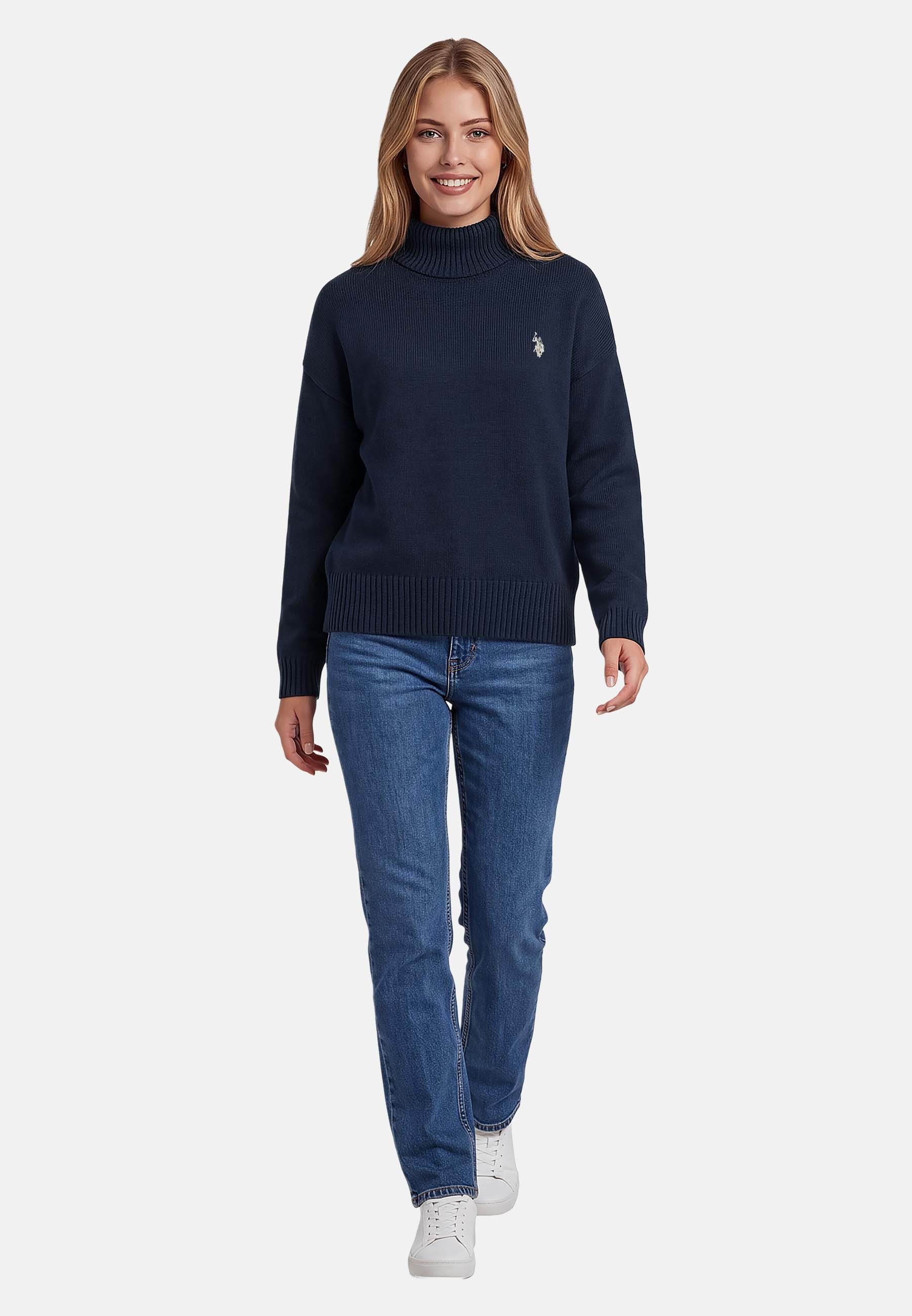 U.S. Polo Assn. Rundhalspullover aus reiner Baumwolle mit Stickereidetails Weicher Damenpullover mit schmalen Ärmeln und normaler Passform – Bild 3 von 5