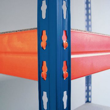 Office Marshal Schwerlastregal Grizzly Blau-Orange, Erhältlich in 8 Größen, Bis zu 1500 kg Tragkraft