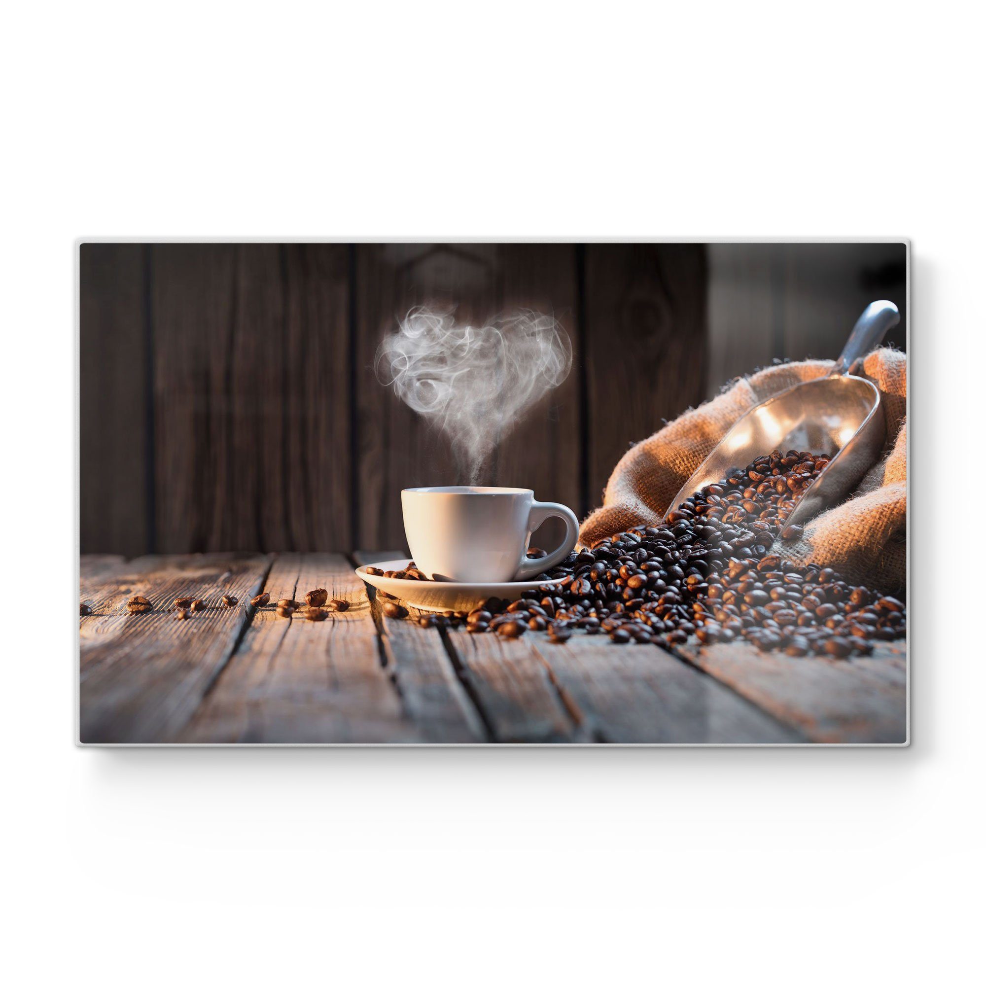 DEQORI Schneidebrett 'Rustikale Kaffeeliebe', Glas, Platte Frühstücksbrett Schneideplatte