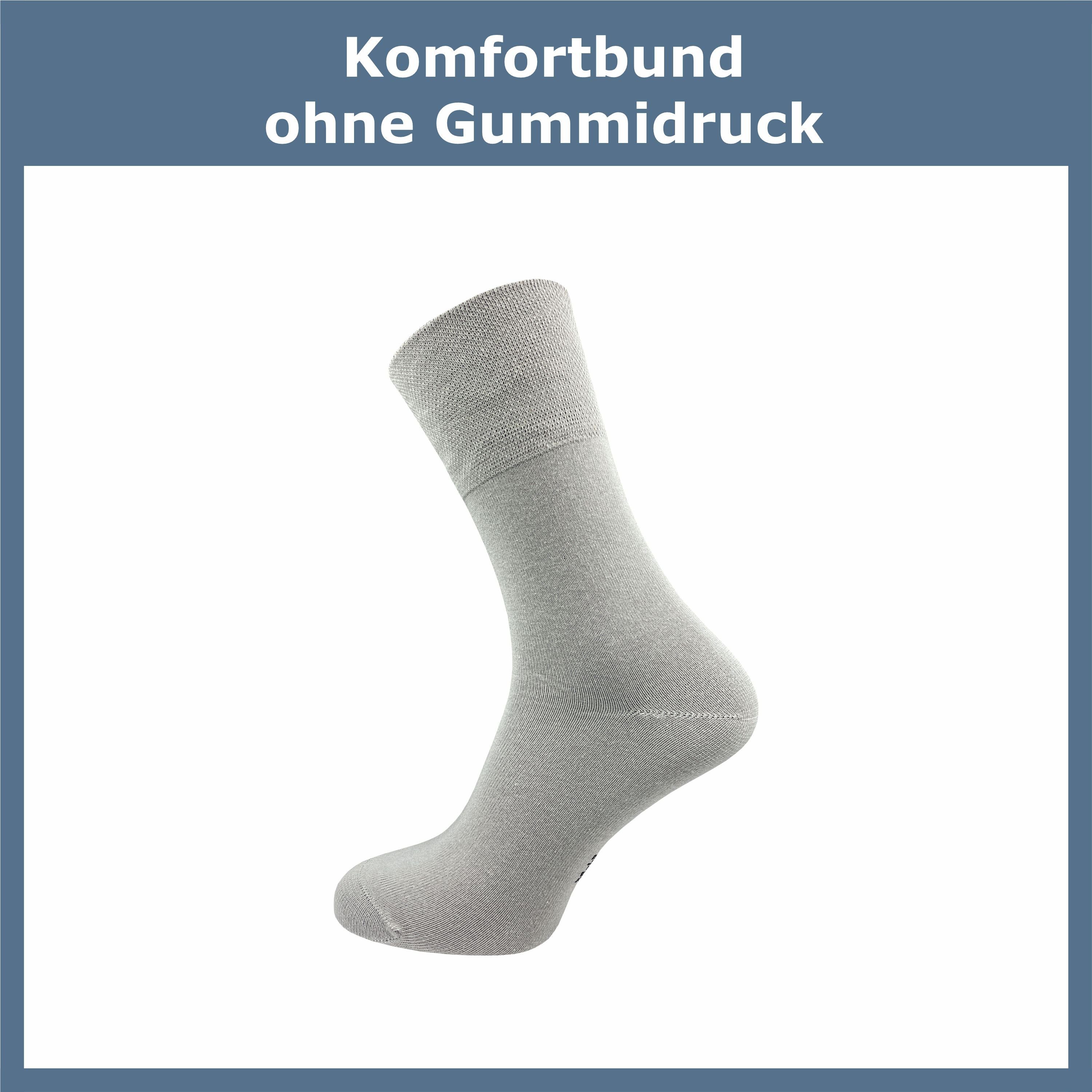 GAWILO Diabetikersocken für Damen ohne Gummidruck & ohne drückende Naht (6 Paar) Extra breiter Piquet-Strick am Komfortbund der nicht einschneidet