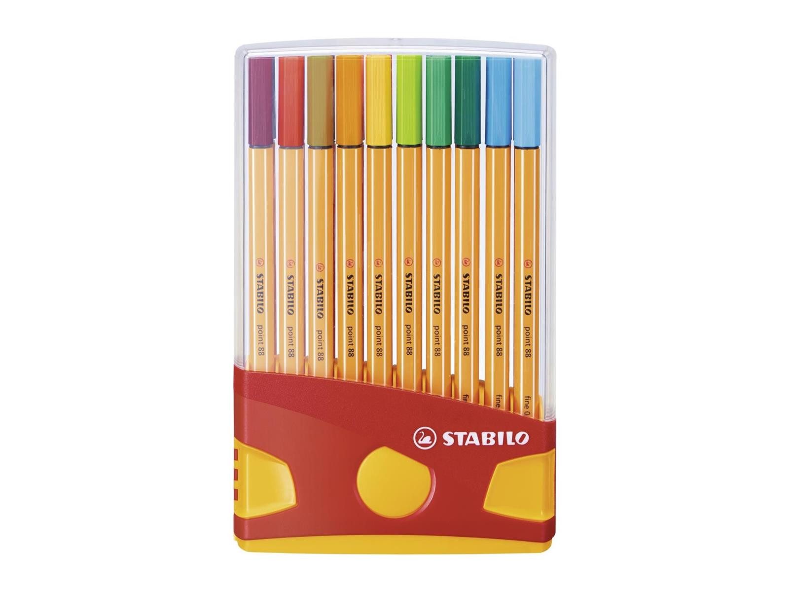 Fineliner STABILO point 88 Fineliner - 0,4 mm - 20er ColorParade - rot+orange