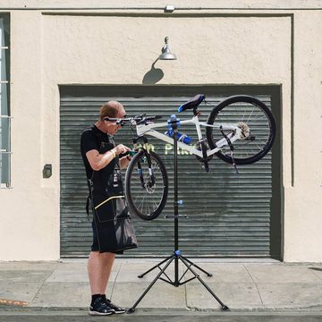 Clanmacy Fahrrad-Montageständer Fahrradreparaturständer Werkzeugschale höhenverstellbar Reparaturständer Zentrierständer Fahrradständer 360° drehbar