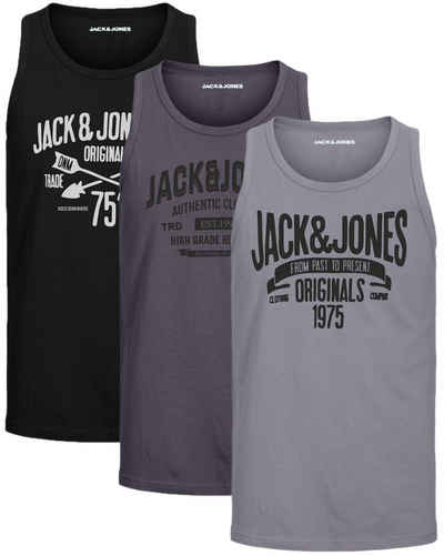 Jack & Jones Tanktop Bequemes Slimfit Shirt mit Printdruck (3er-Pack) unifarbenes Oberteil aus Baumwolle, Größe XL