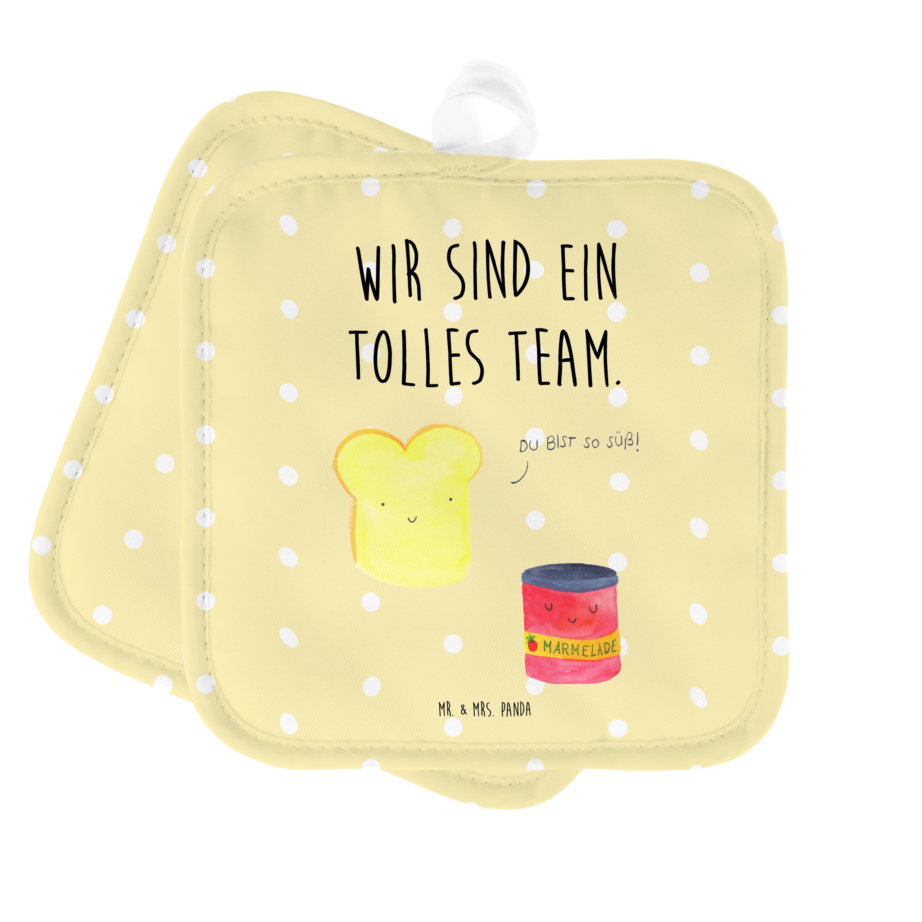 Mr. & Mrs. Panda Topflappen Toast & Marmelade Gelb Pastell Geschenk