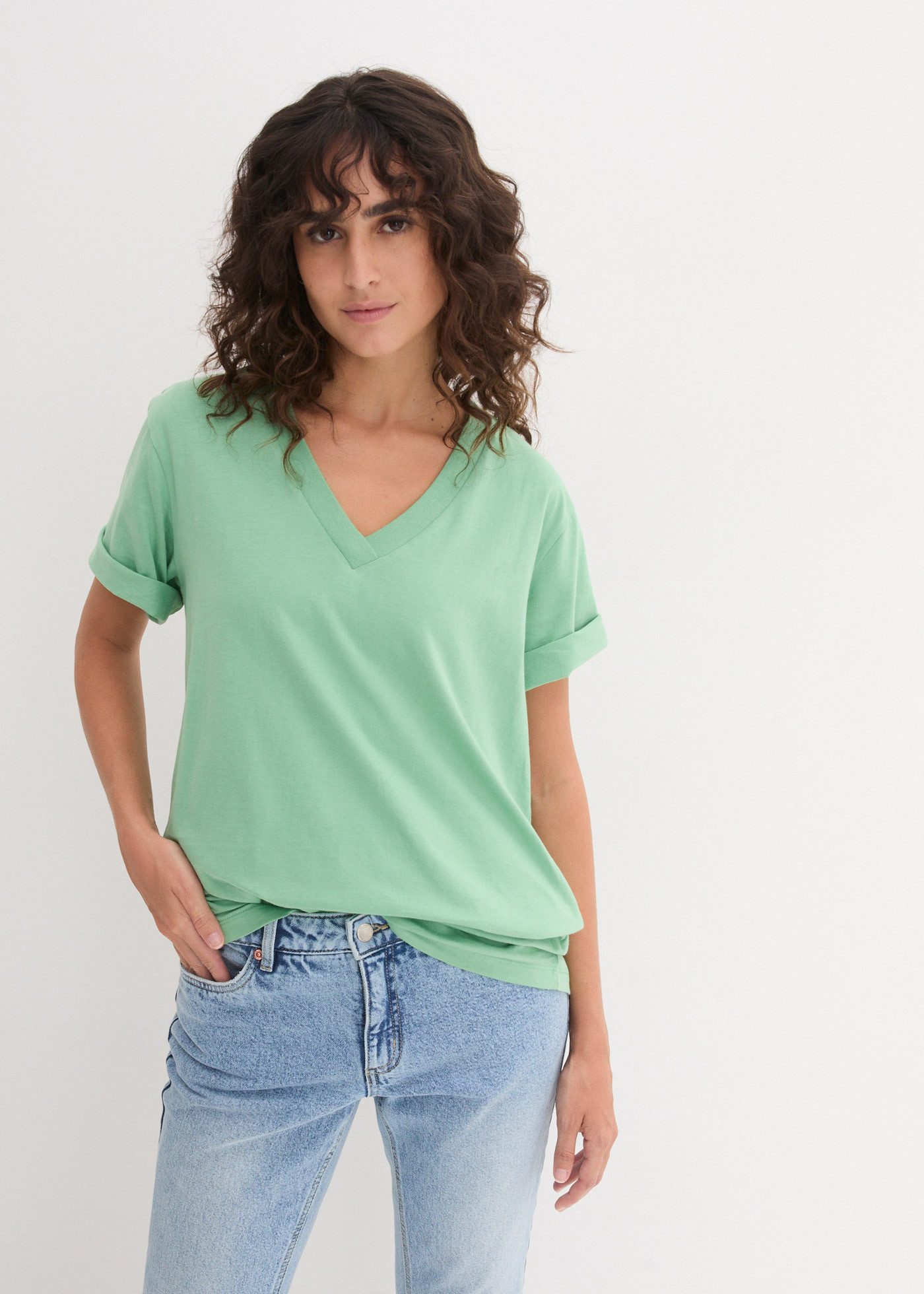 bonprix Longshirt (Packung, 5-tlg) lockere Passform, Kurzarm, mit V-Ausschn günstig online kaufen