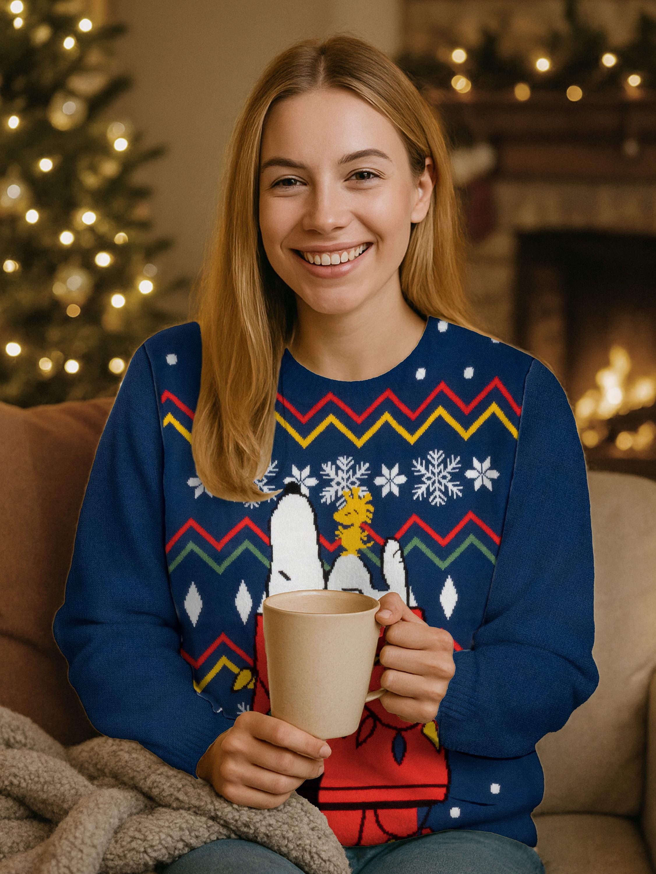 United Labels® Weihnachtspullover Peanuts Snoopy Winterpullover Winter Strick Pullover Ugly Sweater