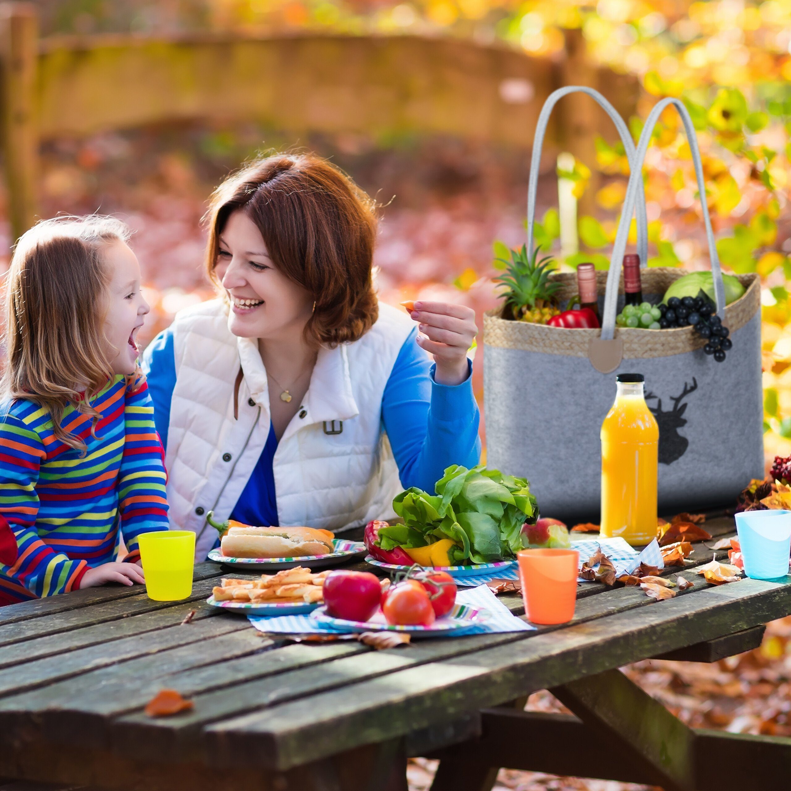 relaxdays Einkaufsshopper Filztasche mit Hirschmotiv