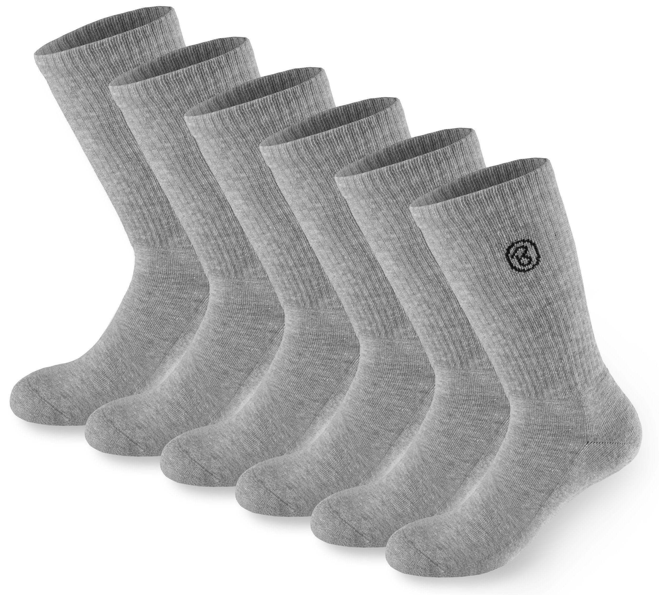 BRUBAKER Tennissocken Lange Sportsocken für Herren und Damen (Set, 6 Paar) Unisex Fitness Socken aus Baumwolle und Polyester - Crew Socks - Baumwollsocken Grau