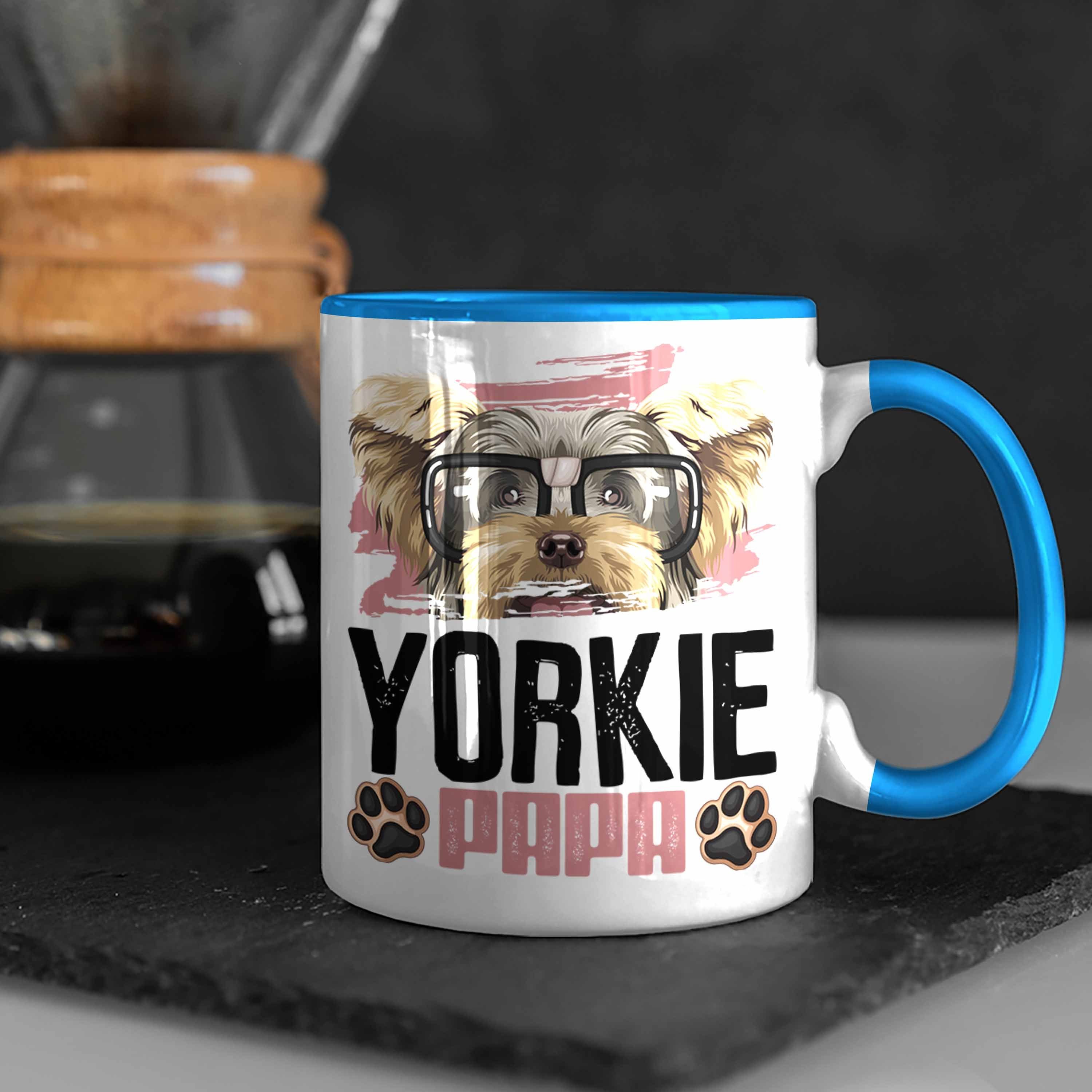 Geschenkidee Yorki Tasse Yorkie Lustiger Besitzer Blau Trendation Tasse Spruch Geschenk Papa