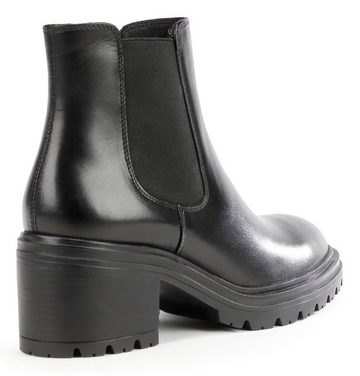 Geox Damiana Stiefelette, Blockabsatz, Schlupfschuh, Chelseaboots mit Stretcheinsätzen