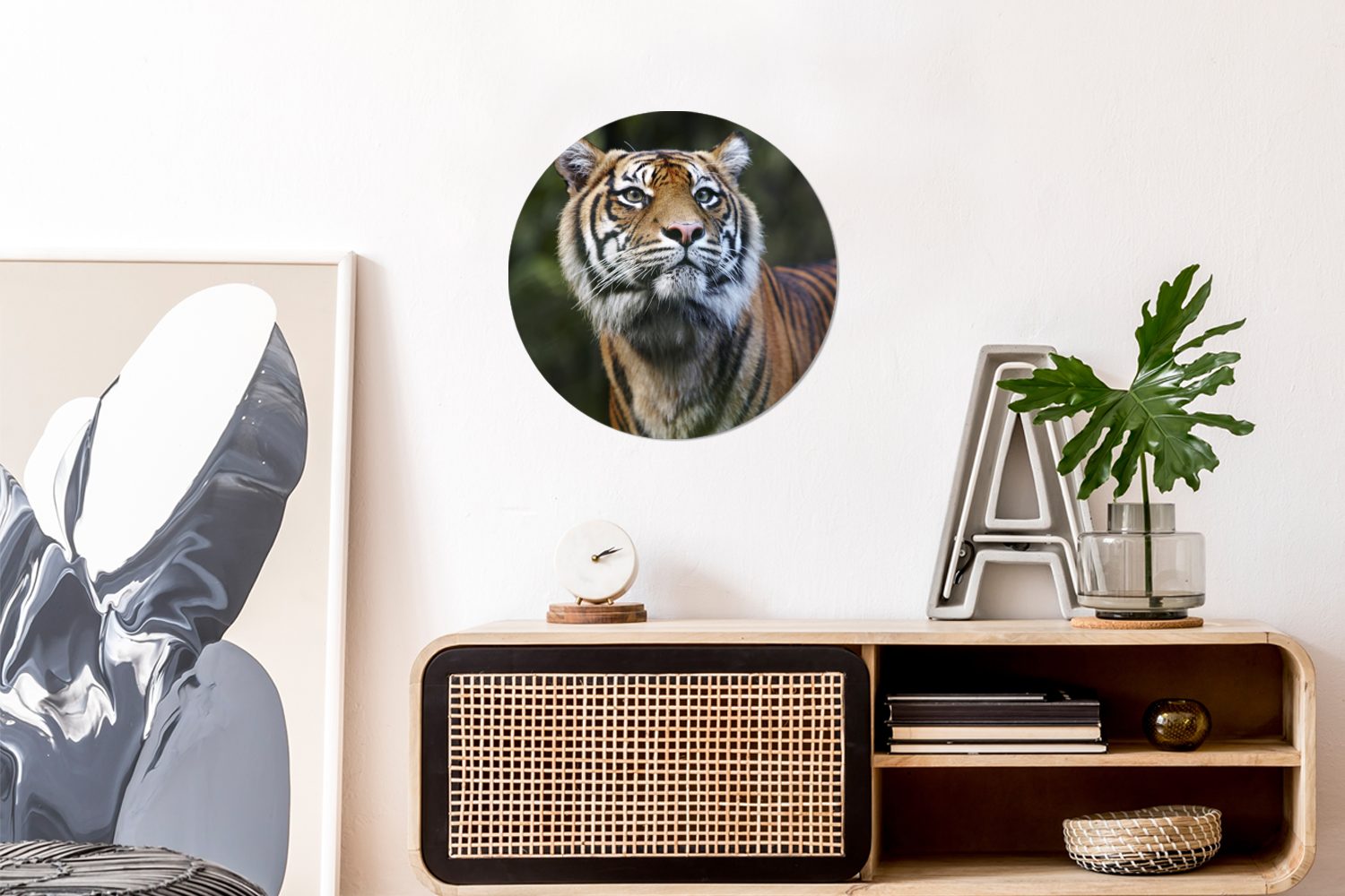 Wohnzimmer, Sumatra-Tigers, (1 eines cm MuchoWow Wanddekoration St), Gemälde Forex, Porträt Rundes Wandbild, 30x30 Kreis