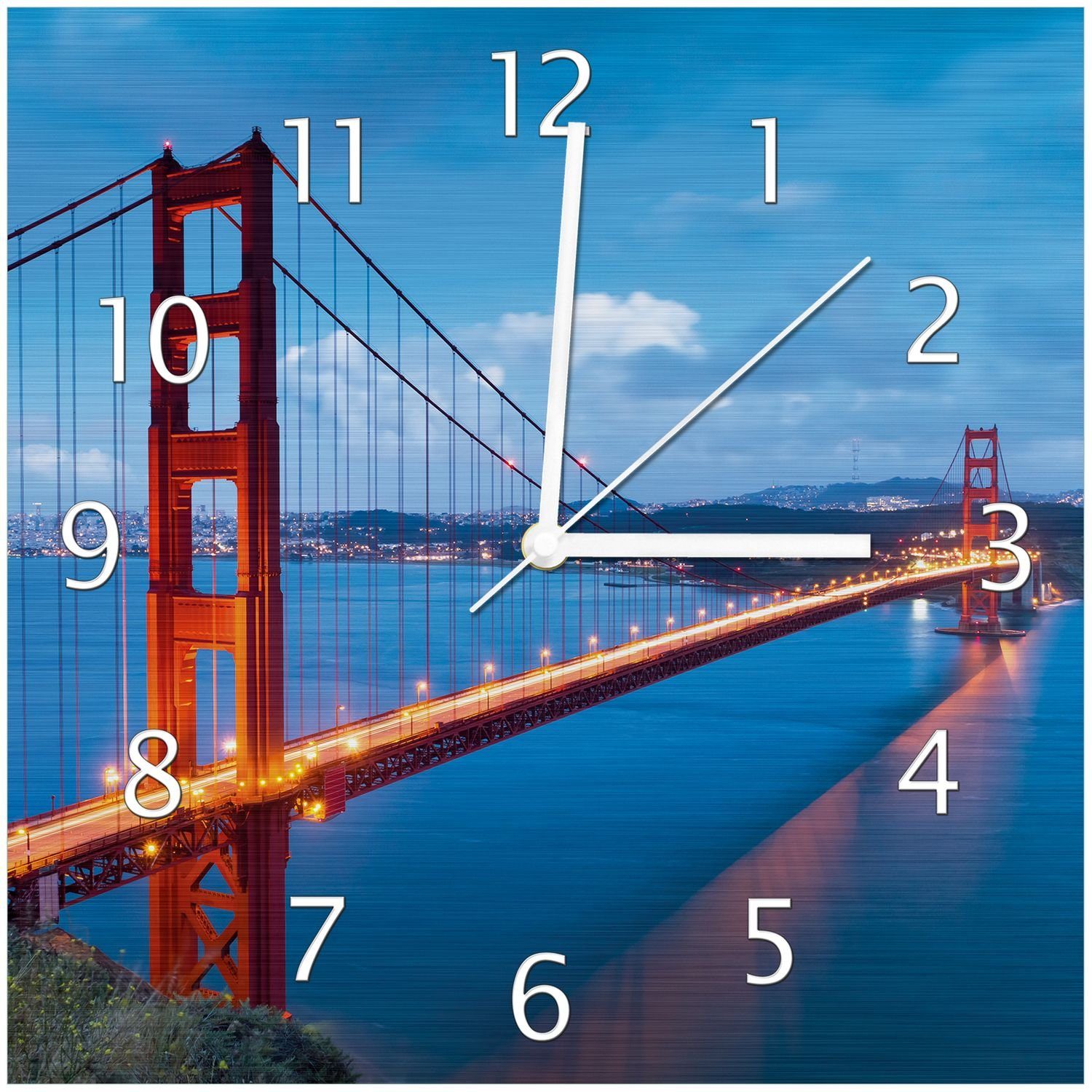 Wallario Wanduhr Golden Gate Bridge in San Francisco USA (Aluverbunduhr) | Wanduhren