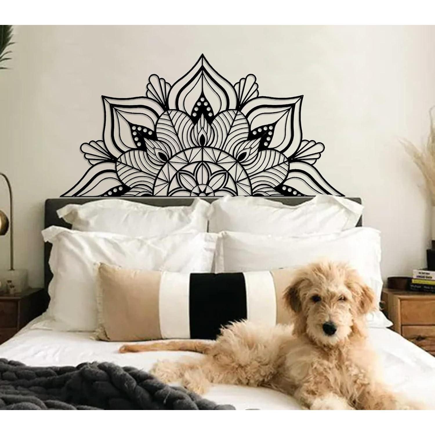 ESTART Wanddekoobjekt Mandala-Wanddekoration Metall Lotusblumen Kunst Zuhause Schwarz