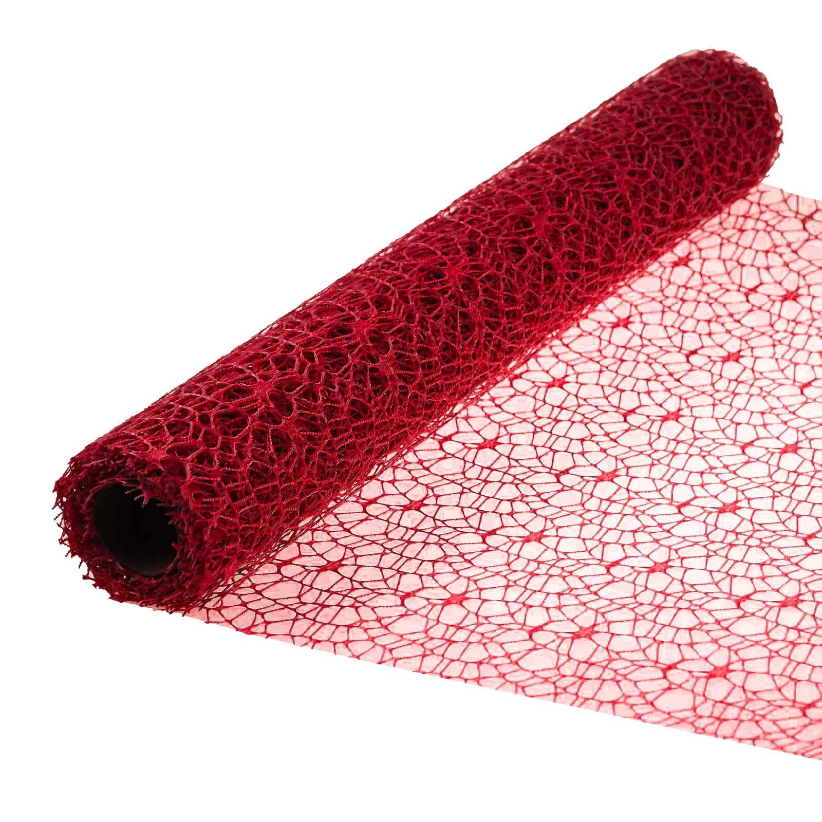 maDDma Stoff 4,5m Tischband in Netzoptik 4,5x0,5m, Farbwahl, rot